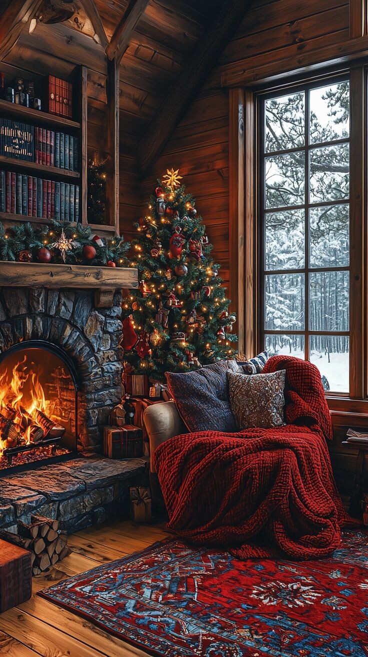 Cozy Christmas, New Year Eve, Winter Season, Christmas Decorations, Backdrops, AI Wallpapers