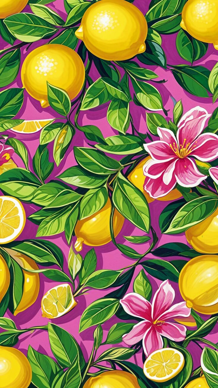 Lemon Background, Natural, Painting, AI-Image, Phone Wallpaper, PixelShares