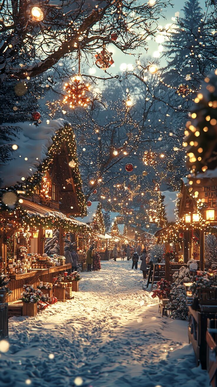 Christmas Village, Holiday Market, Winter Fair, AI-Generated Background, Mobile