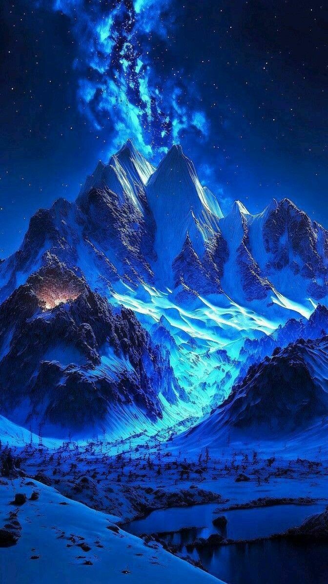 Winter Mountains, Milky Way, Snowy Landscape, Winter Wallpapers, Seasonal Wallpaper, AI-generated, Starry Night, Free Download