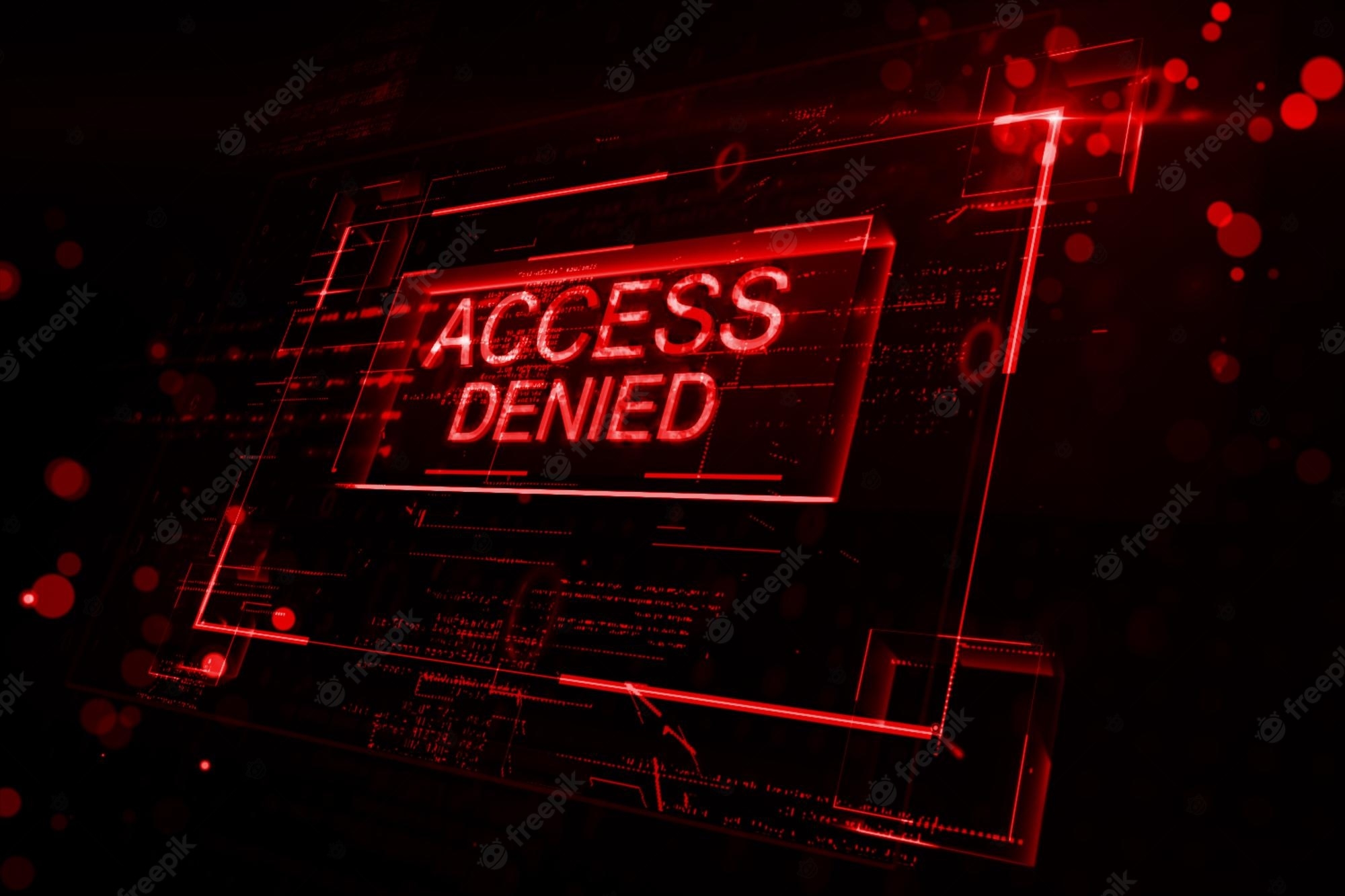 2000x1340 Premium Photo. Cyber security or hacker trying to hack server data concept with digital red glowing access denied sign in virtual glowing frame on abstract background 3D rendering, Desktop