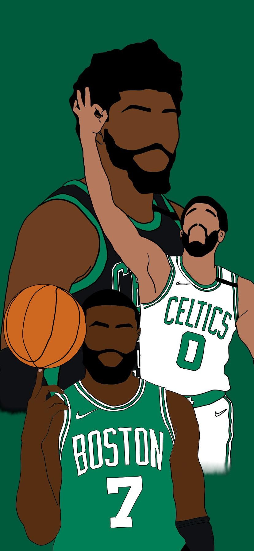 830x1800 Made some Celtics wallpaper- JB, Tatum and Marcus Smart, Phone