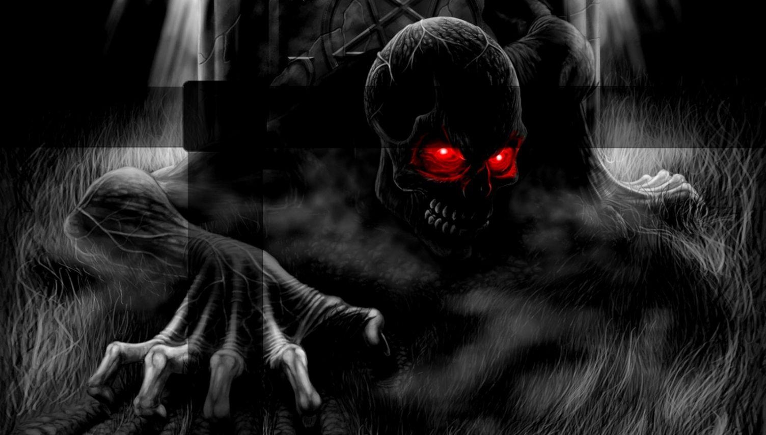 1510x860 Scary Skull Red Eyes Wallpaper HD, Desktop