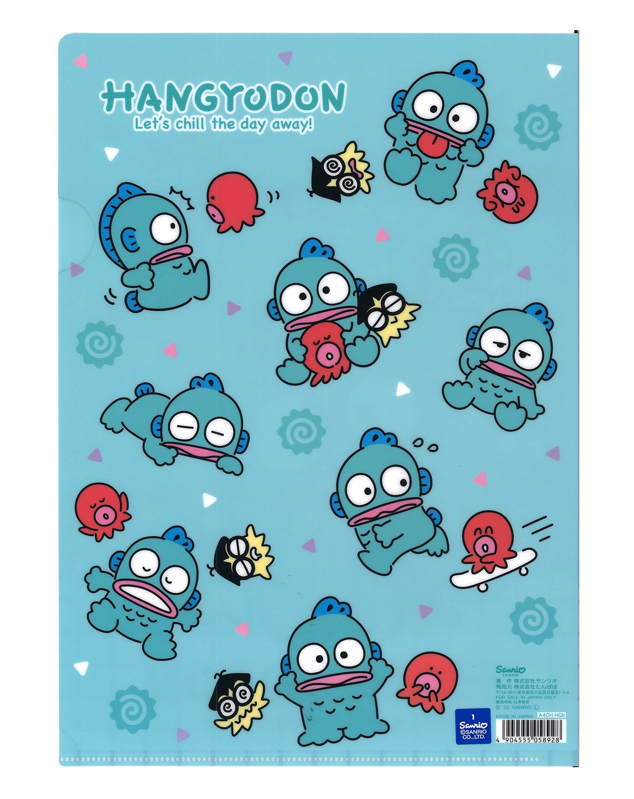 2040x2560 Yamanoshigyo Sanrio Hangyodon Plastic File Folder A4 Size 1 Pocket Stationery Made in Japan Blue 8.66 (W) × 12.2 (H) inc, Phone