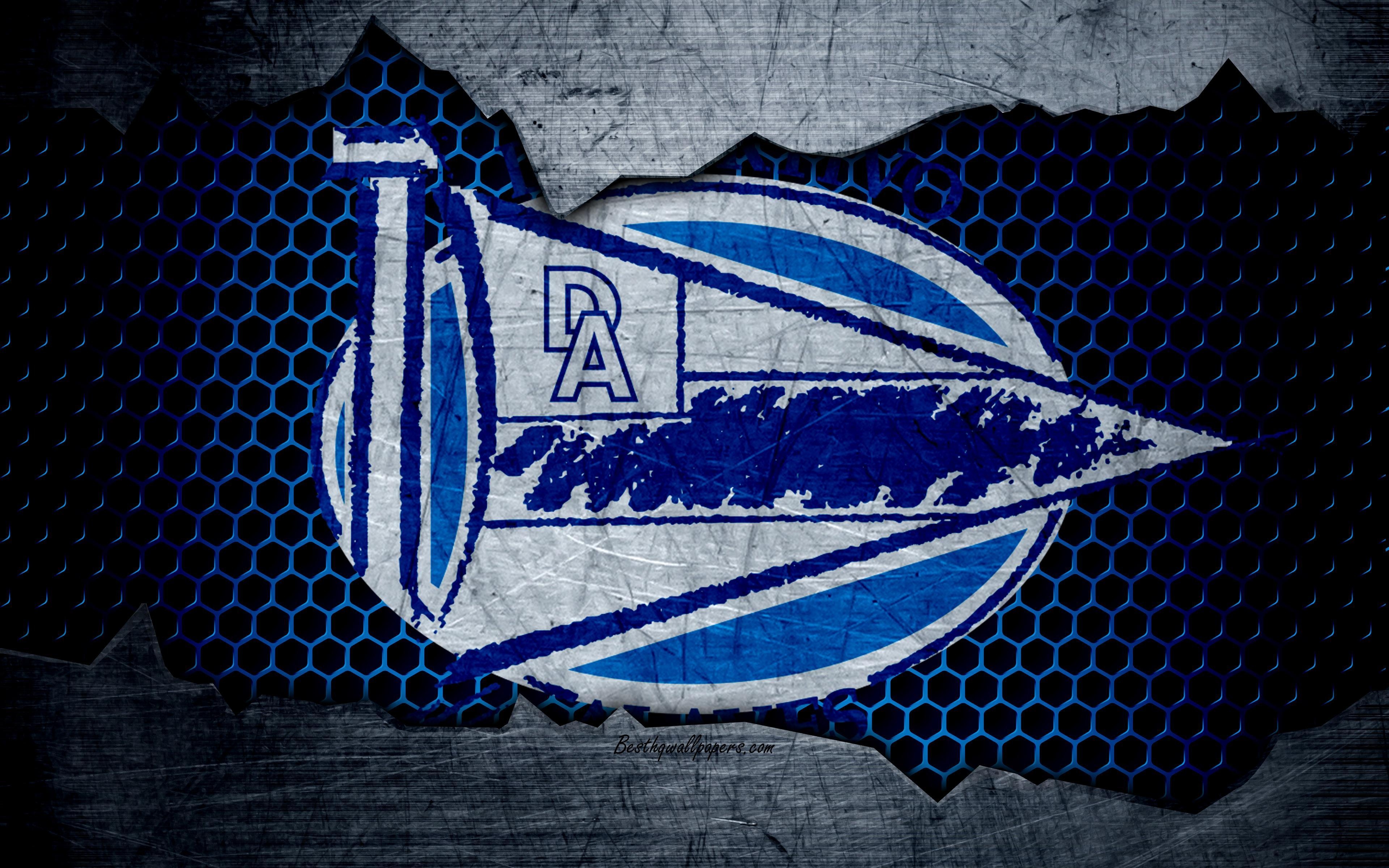 3840x2400 Download wallpaper Deportivo Alaves, 4k, La Liga, football, emblem, Desktop