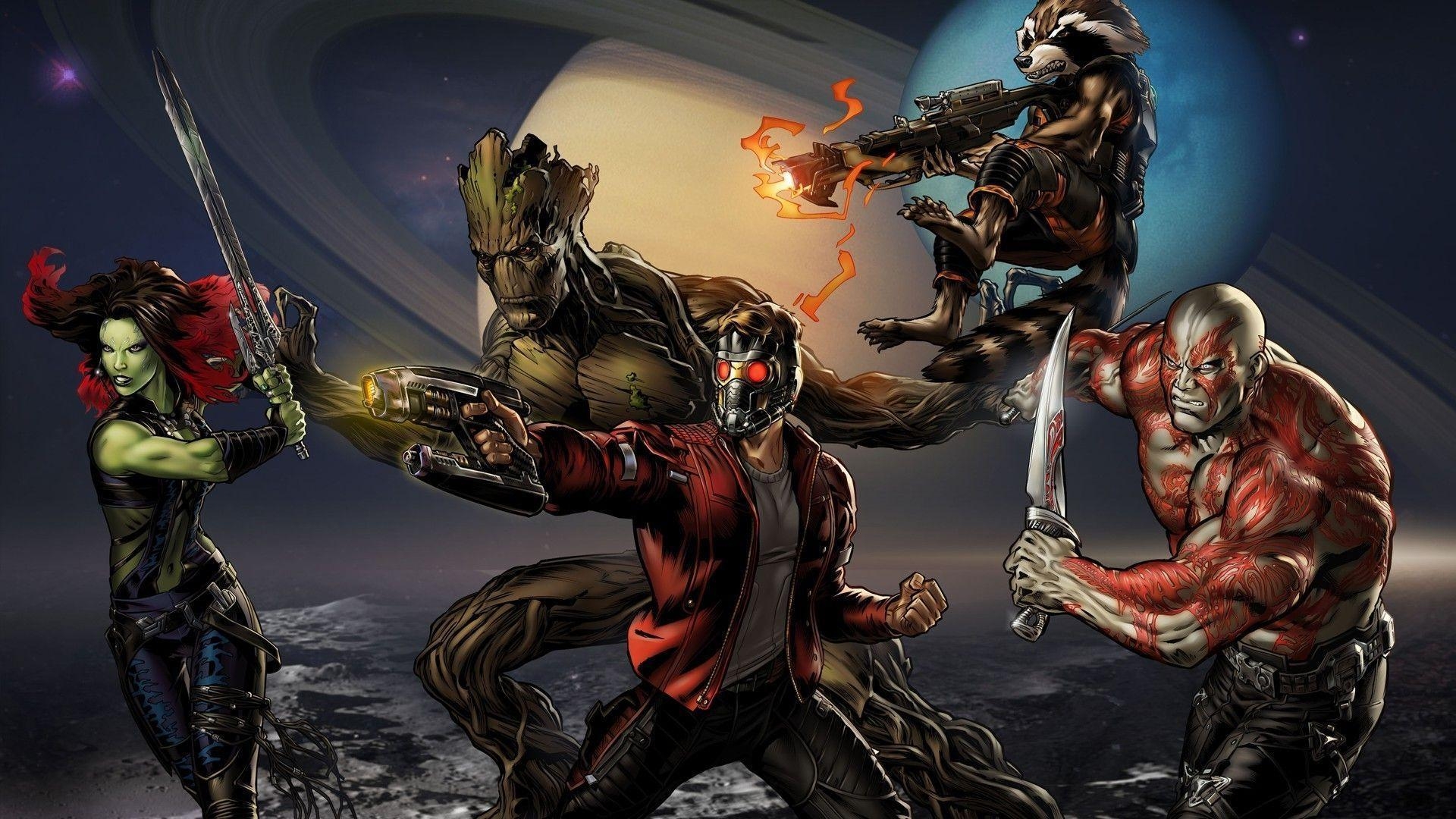 1920x1080 Guardians Of The Galaxy, Star Lord, Gamora, Rocket Raccoon, Groot, Desktop