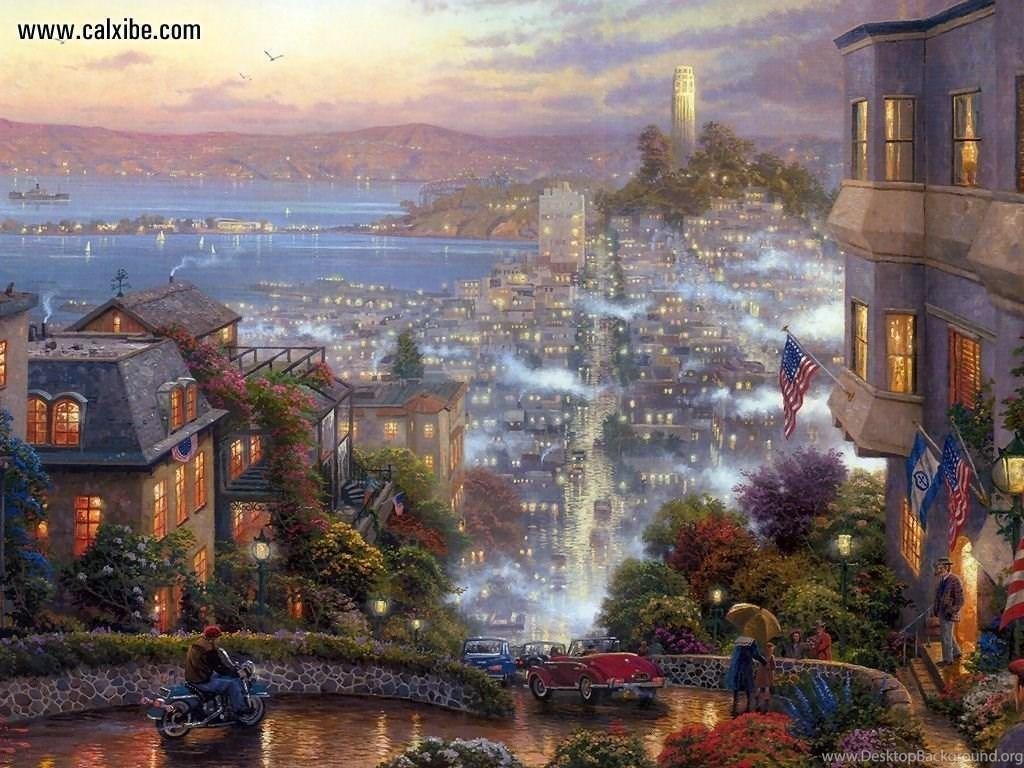 1030x770 Drawing & Painting: Kinkade San Francisco Lombard Street, Desktop, Desktop