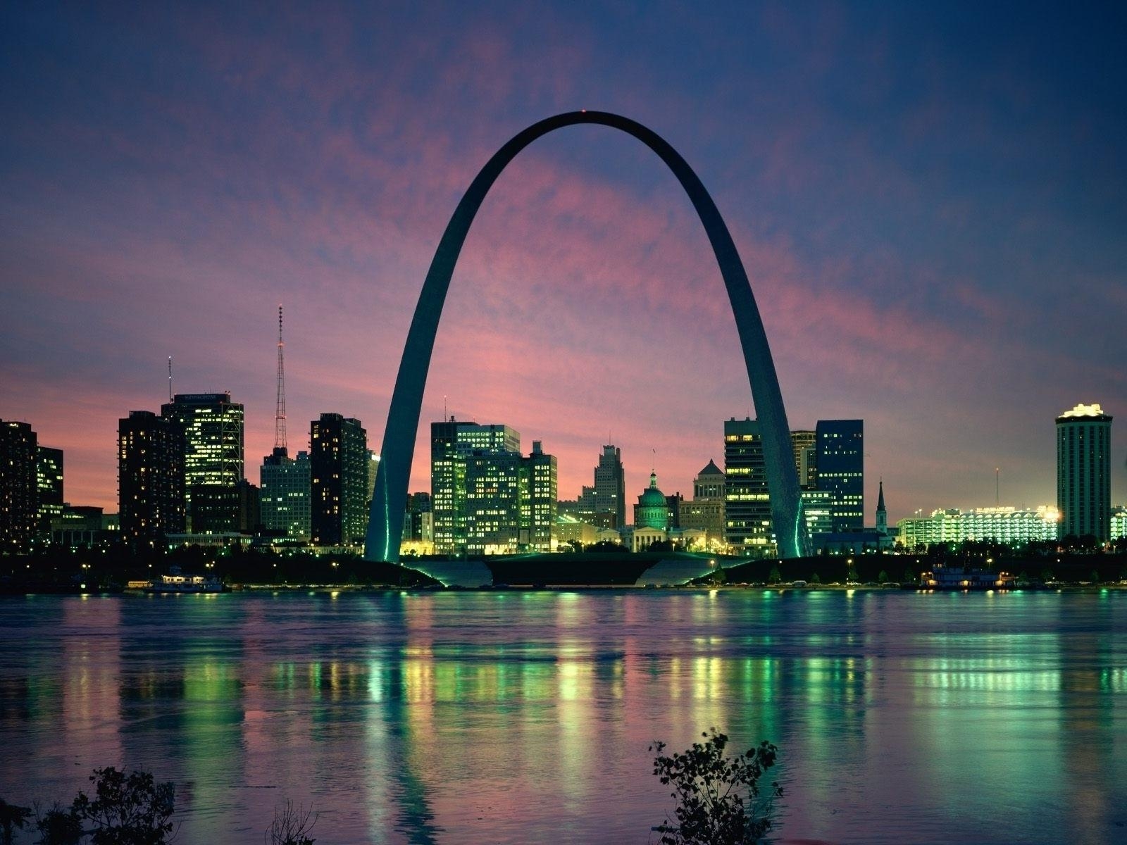 1600x1200 Cityscapes night architecture buildings st louis cities wallpaper, Desktop