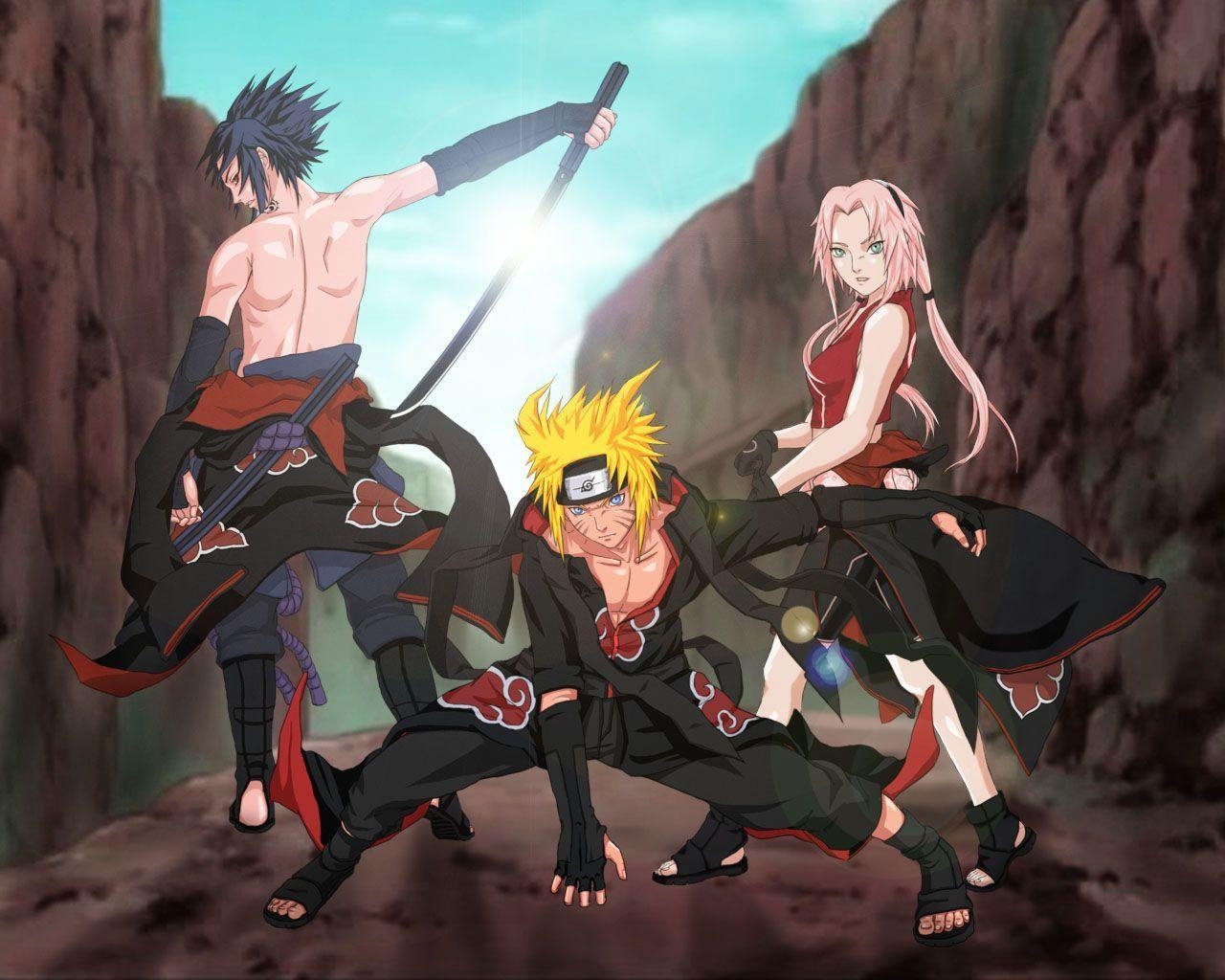 1280x1030 Sasuke, Naruto, and Sakura in Akatsuki!! Wallpaper, Desktop