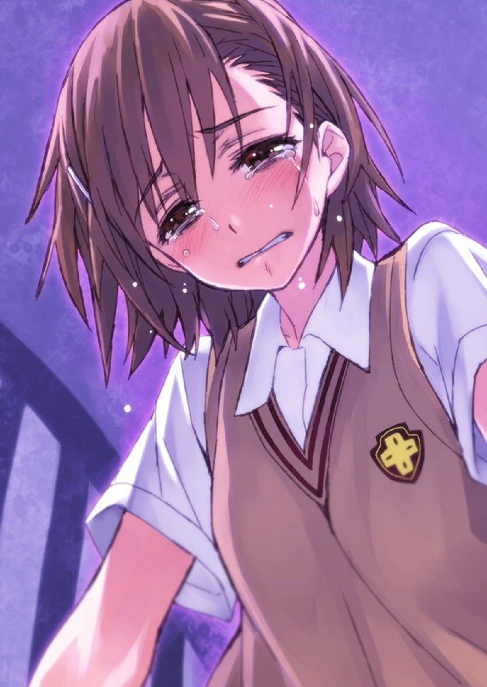 1000x1420 Toaru Kagaku no Railgun, blush, anime, crying, anime girls, upscaled, Phone