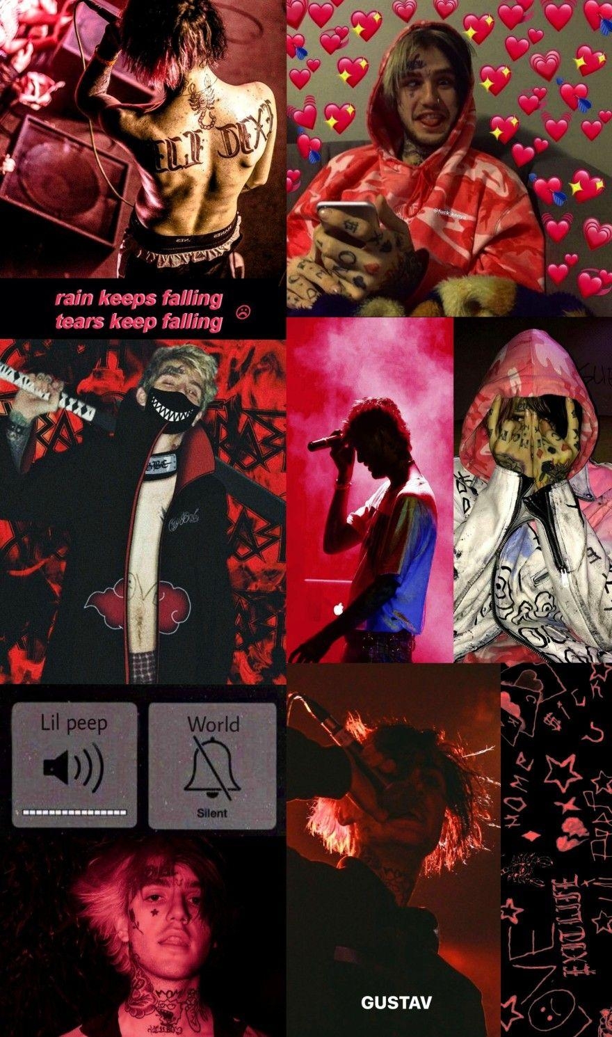 880x1490 lilpeep #red #rip #lilpeepforever #collage #gustav. badsad, Phone