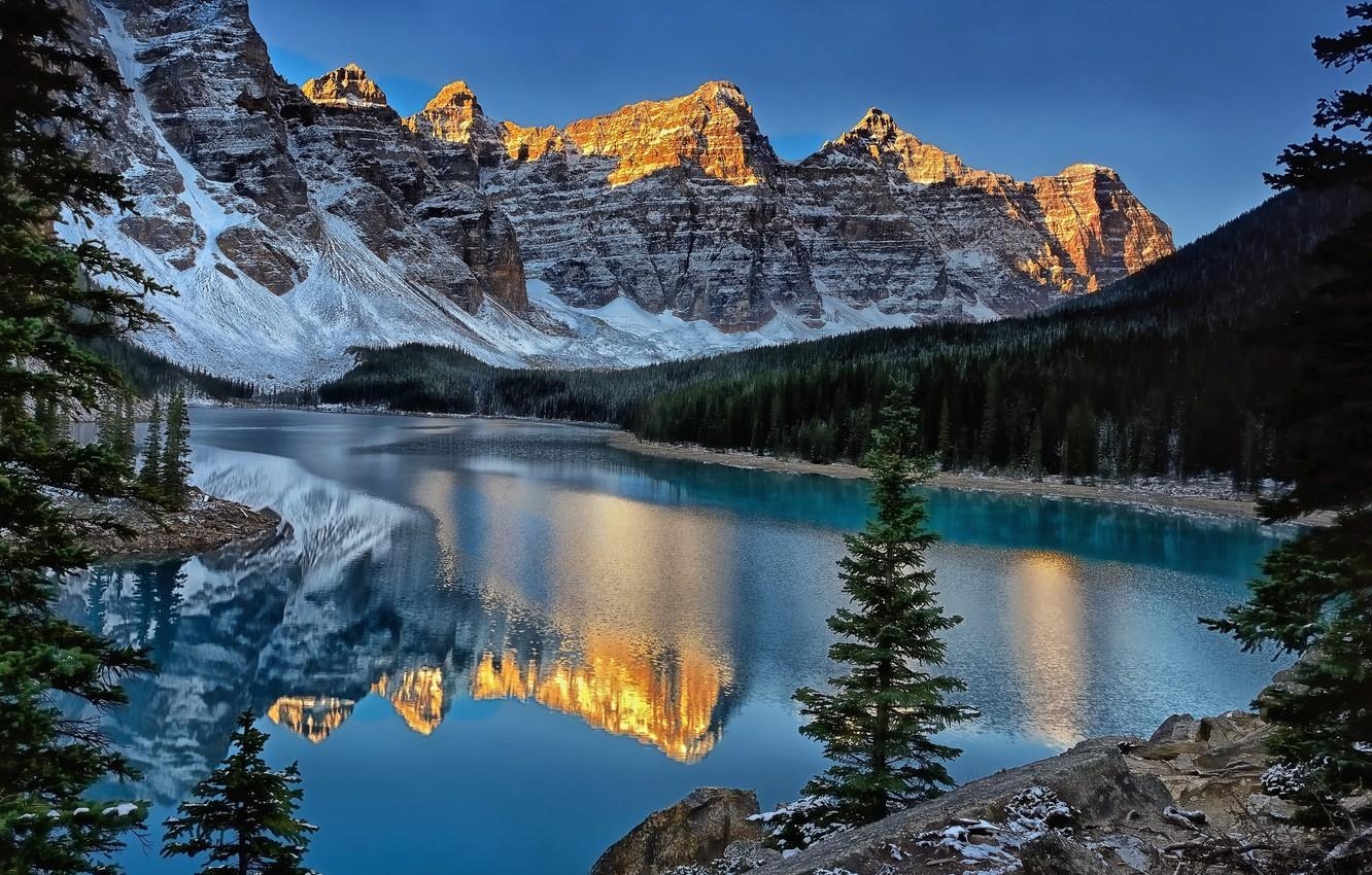 1340x850 Wallpaper mountains, reflection, Canada, Banff National Park, Canada, Desktop