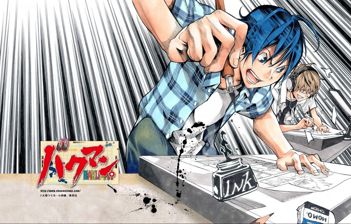 1340x850 Wallpaper pen, manga, ink, Bakuman, mashiro moritaka, akito Takagi, Desktop