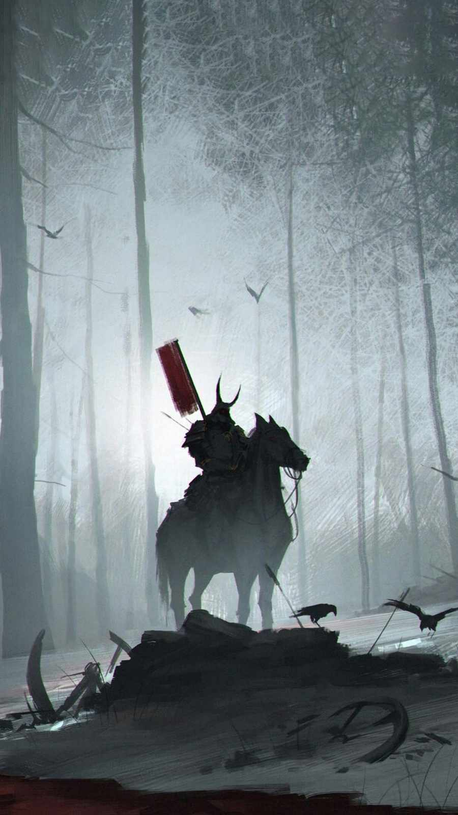 900x1600 Rider In The Woods IPhone Wallpaper Wallpaper, iPhone Wallpaper. Samurai wallpaper, Samurai art, Samurai artwork, Phone