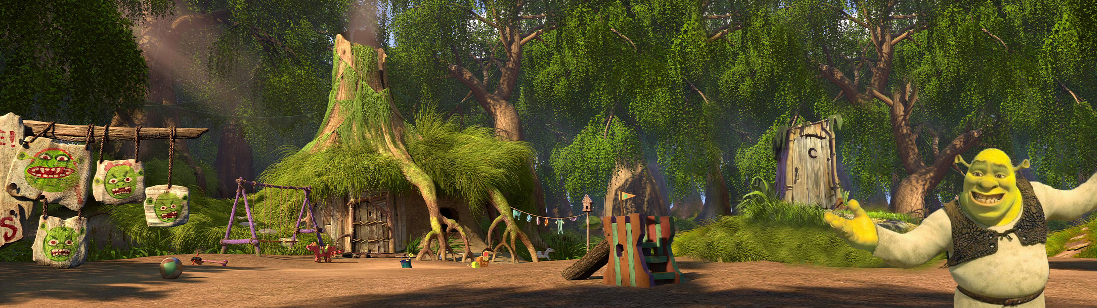 3840x1080 Download Shrek Panoramic View Wallpaper, Dual Screen