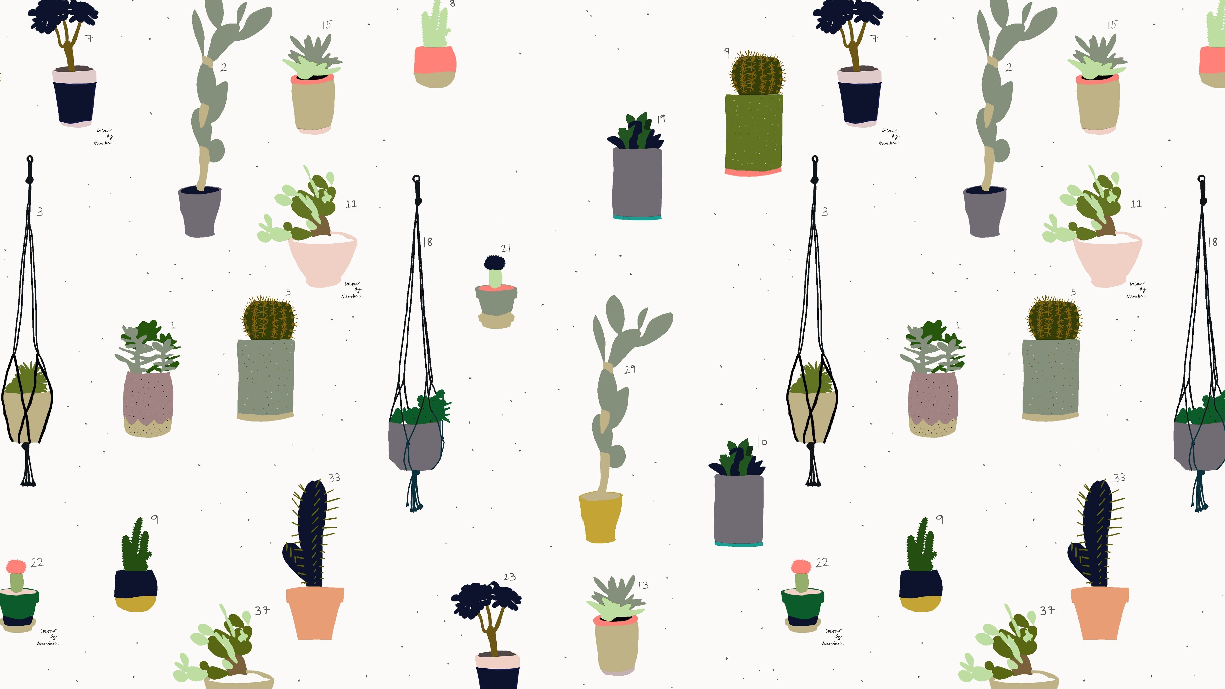 5120x2880 Laptop Cute Wallpaper Cactus, Desktop