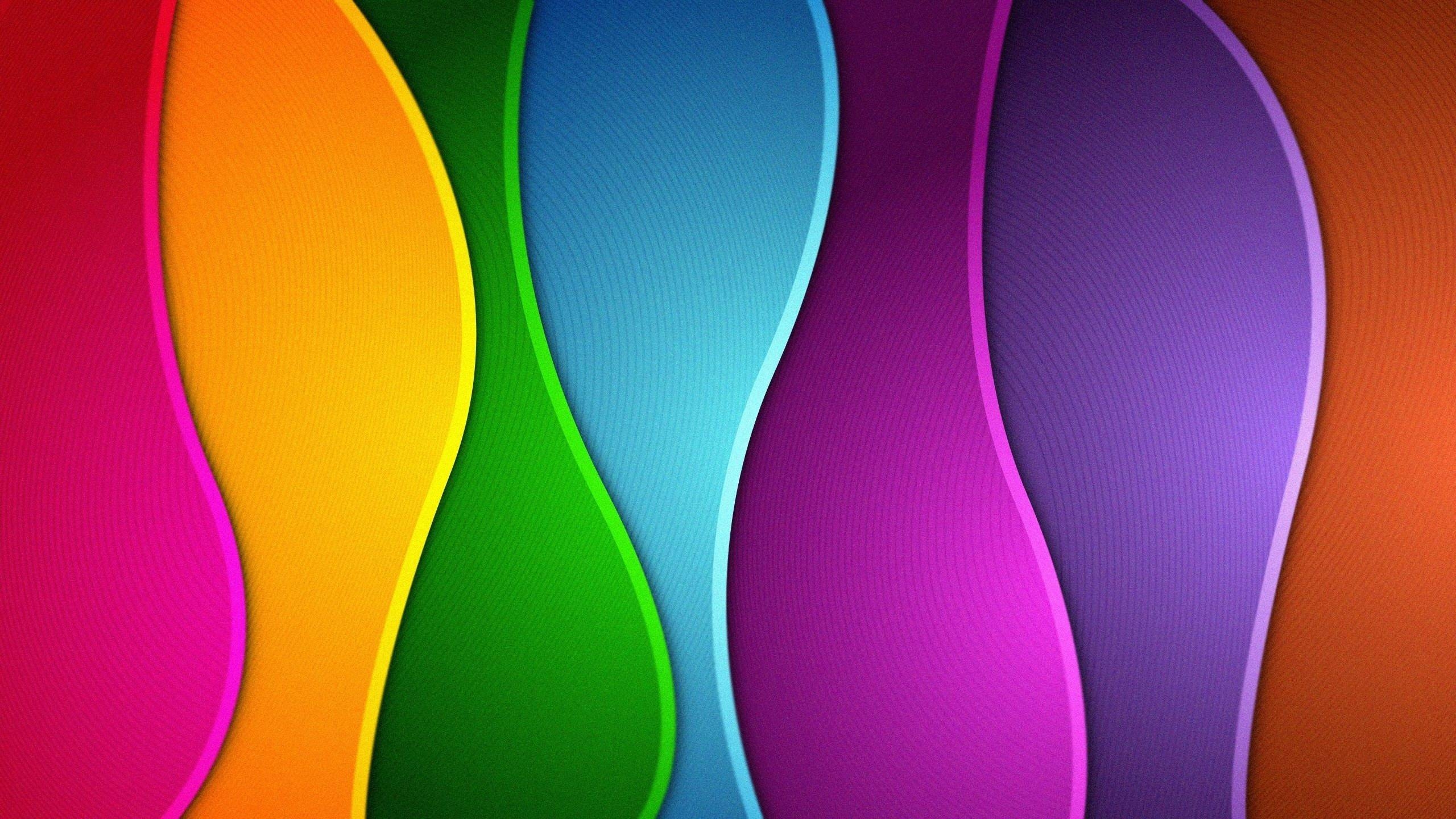 2560x1440 Wallpaper Colors, Rainbow, Abstract, Waves, Desktop