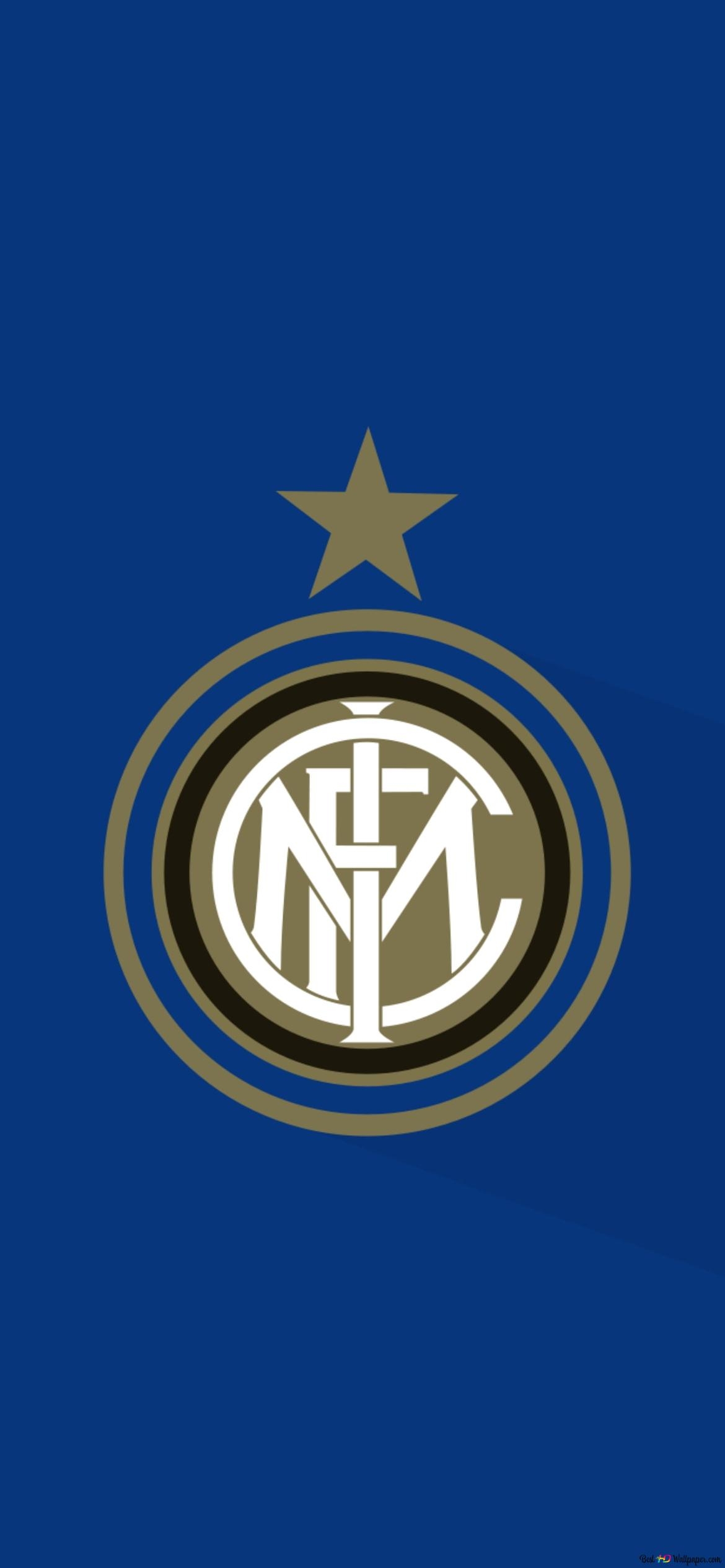 1170x2540 Inter Milan FC team logo in blue background 2K wallpaper download, Phone