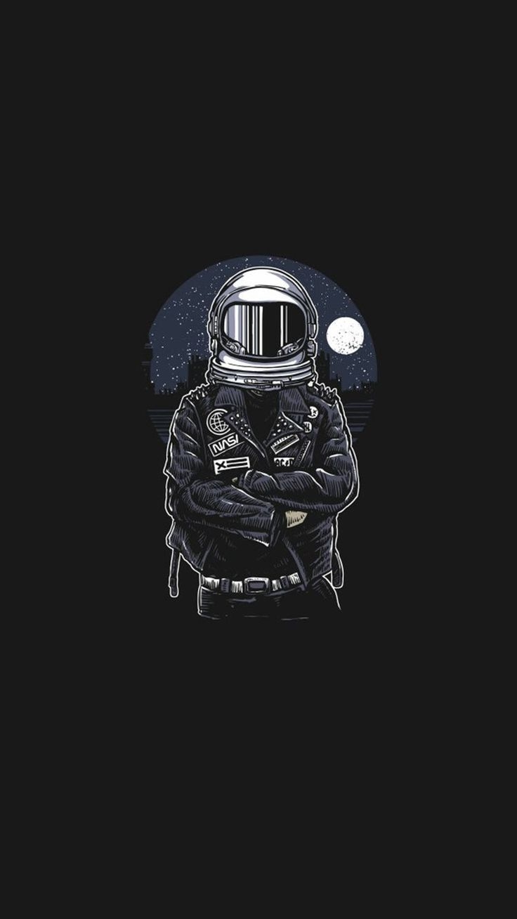 740x1310 Astronaut Black And White, Phone