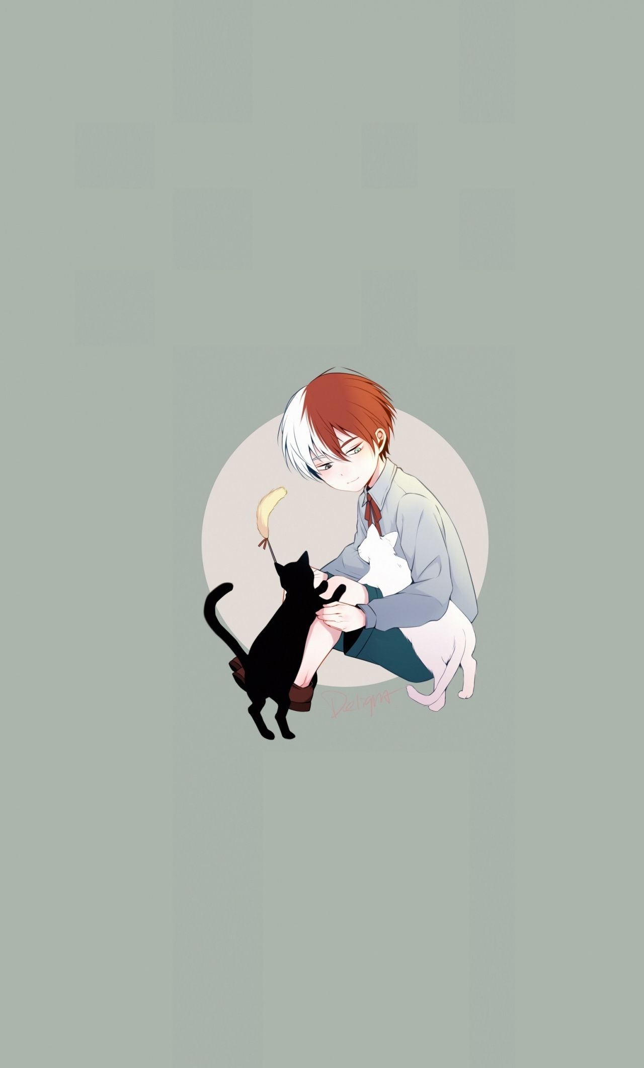 1280x2120 Download Cute, kid, Shouto Todoroki and kittens, art wallpaper, Phone