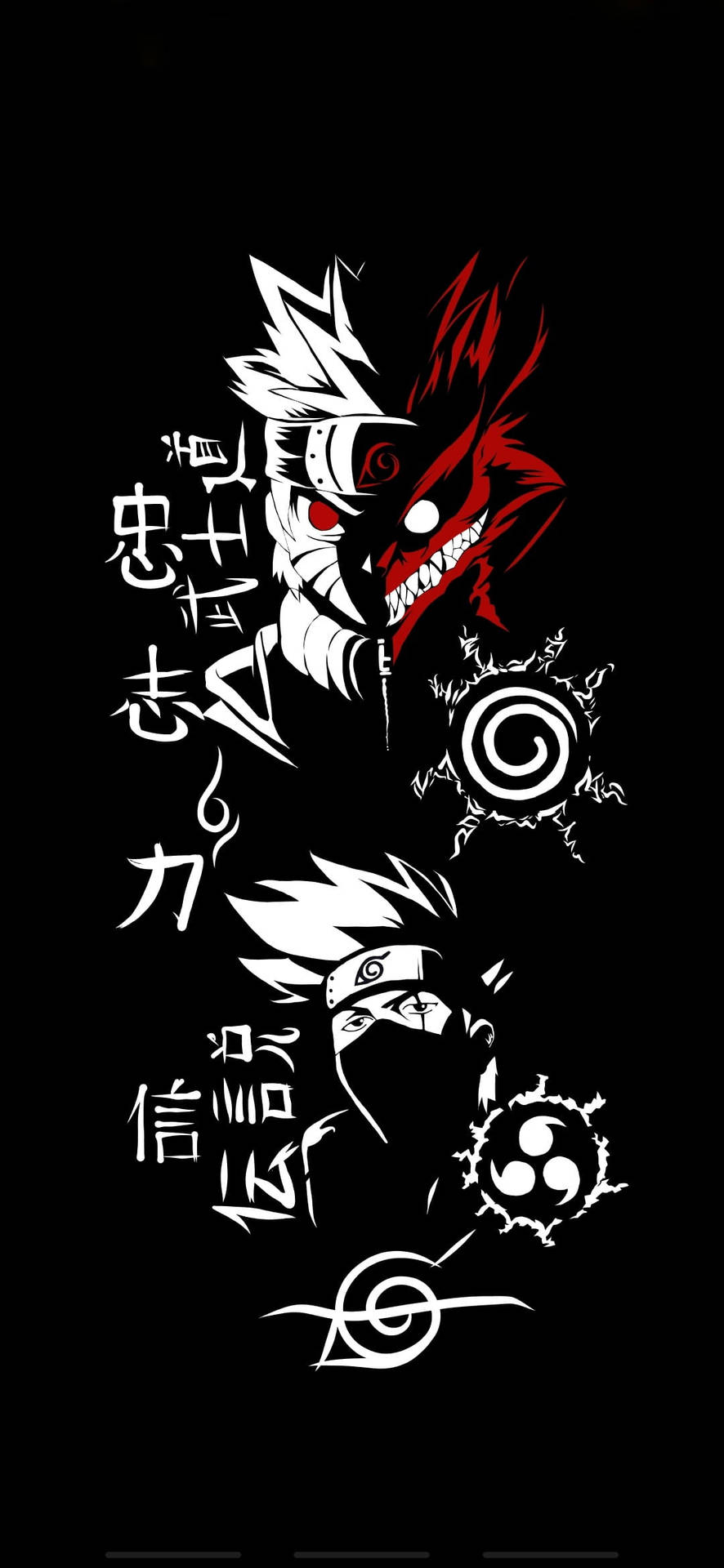 890x1920 Download Naruto And Kakashi Anime Black And White iPhone Wallpaper, Phone