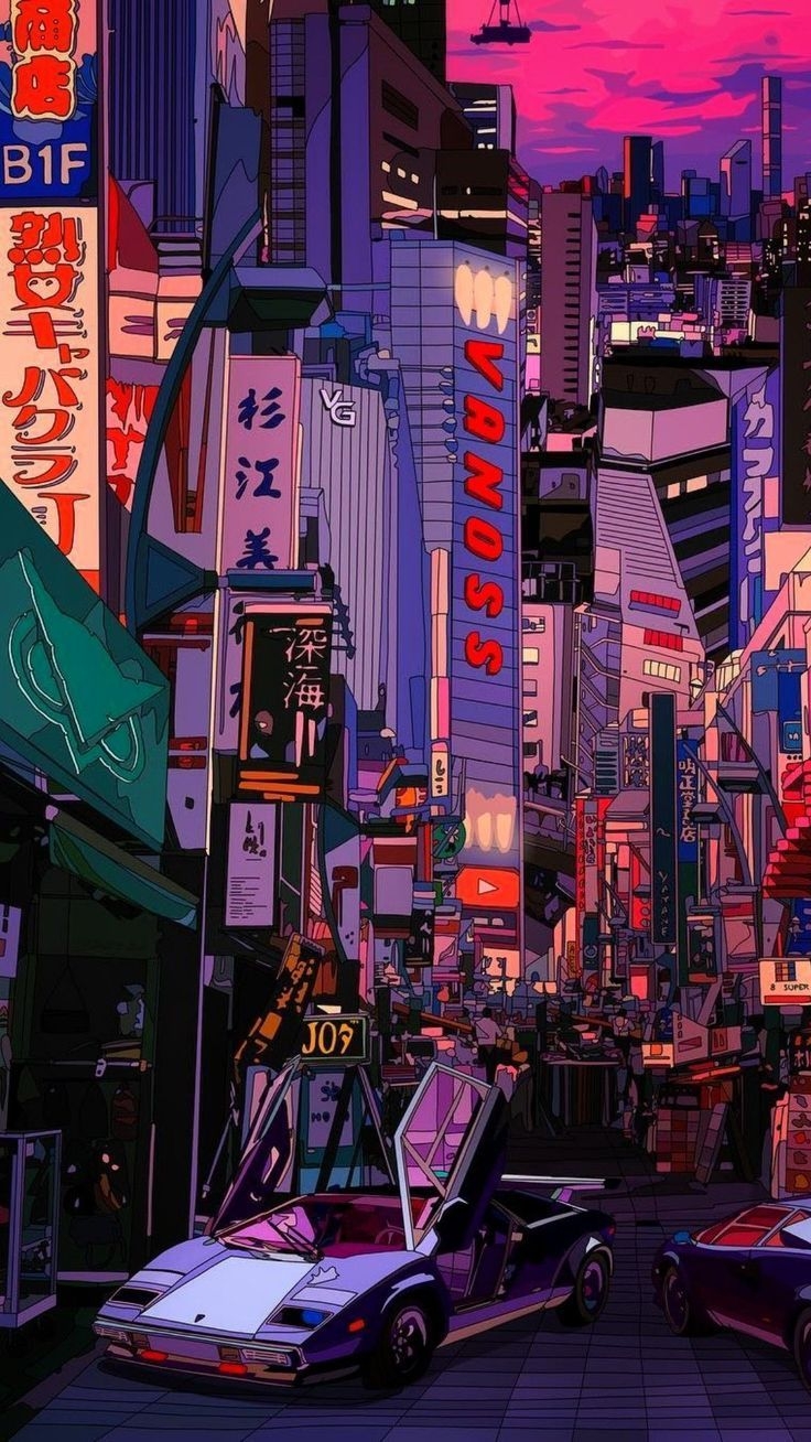 740x1310 WALLPAPER URBAN TOKYO GRUNGE 4K. Vaporwave wallpaper, HD, Phone