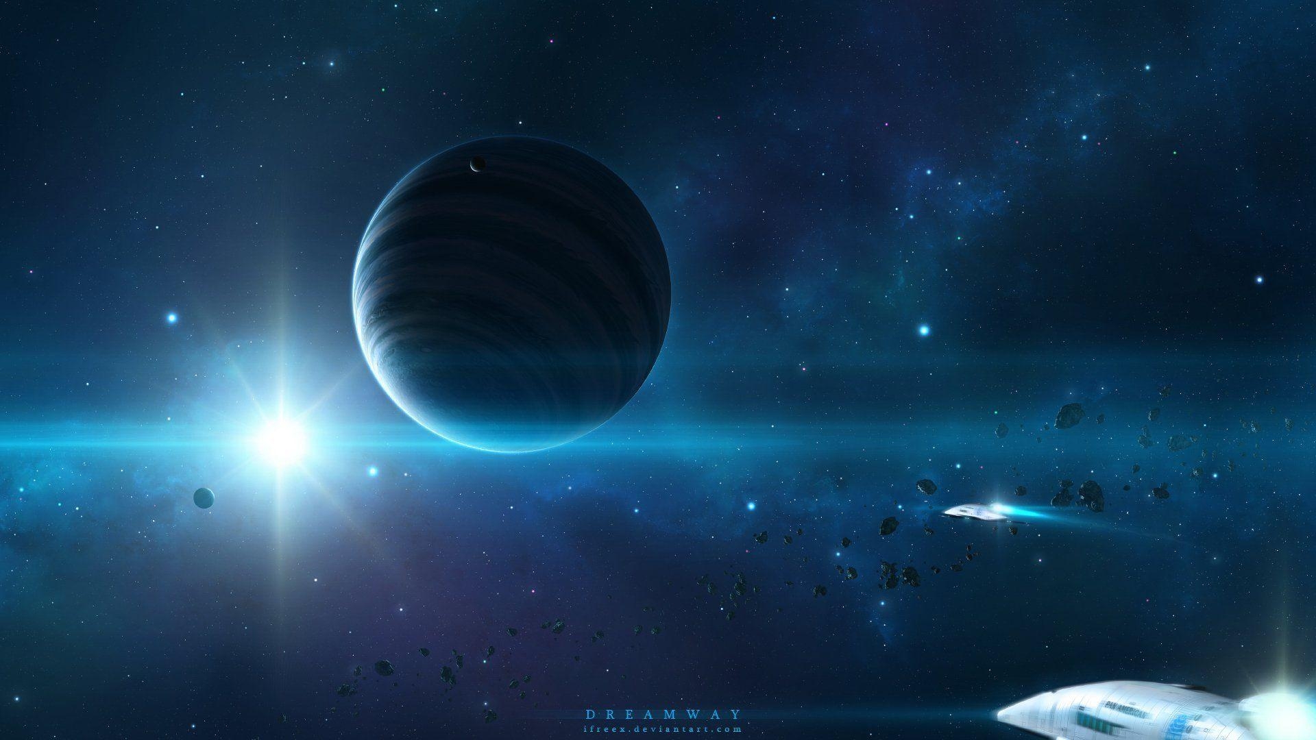 1920x1080 space star spacecraft art planetv space art starlight planet HD, Desktop