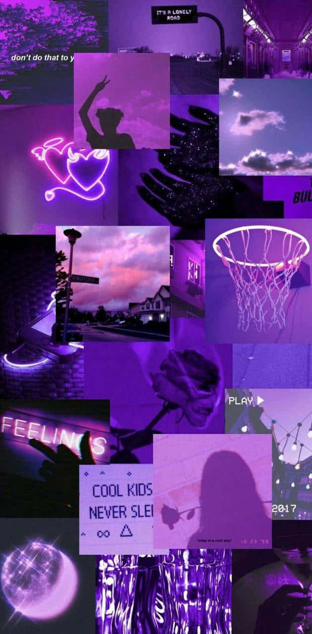 630x1280 Silhouettes Purple Collage Wallpaper, Phone