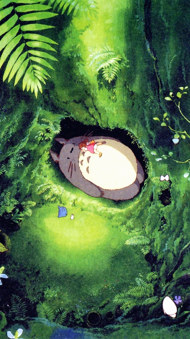 750x1340 Japan Totoro Art Green Anime Illustration iPhone 8 Wallpaper Free Download, Phone