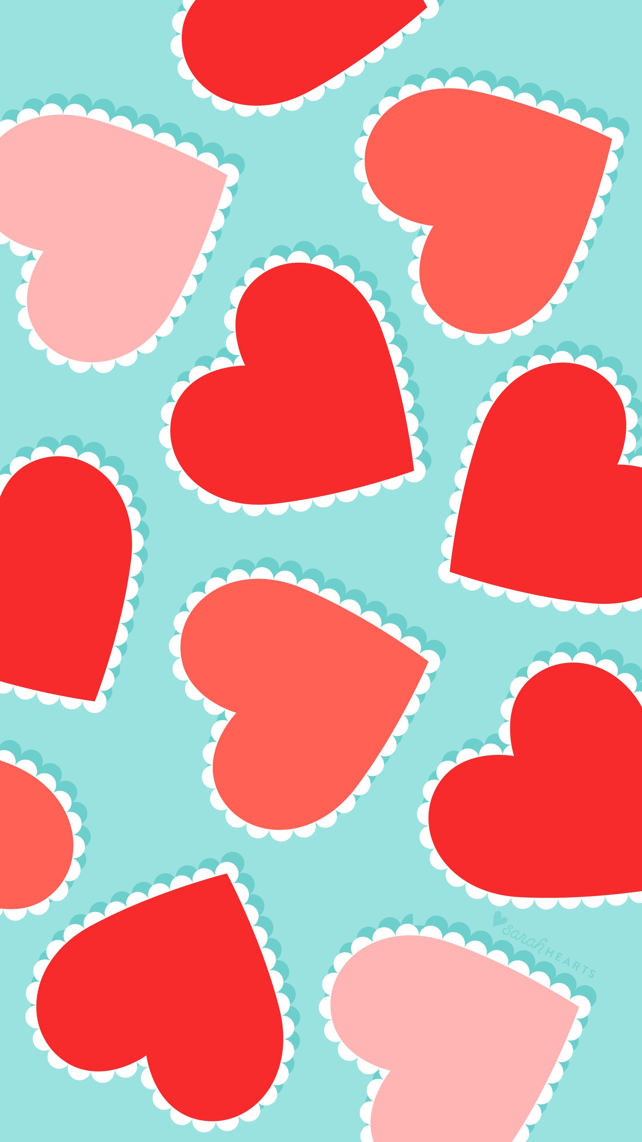 2250x4000 Free Scalloped Heart Valentine's Day Wallpaper, Phone