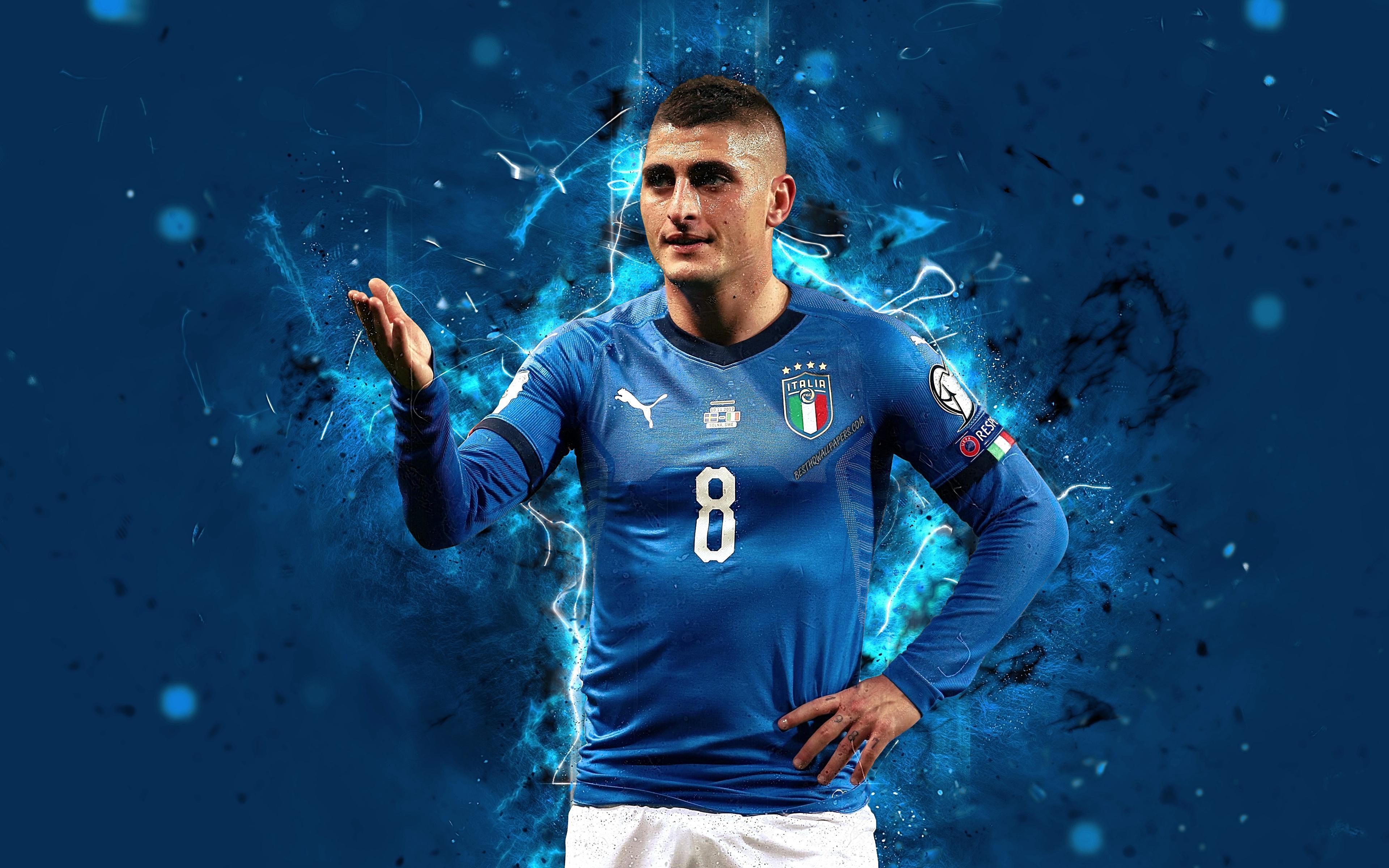 3840x2400 Download wallpaper 4k, Marco Verratti, abstract art, Italy National, Desktop