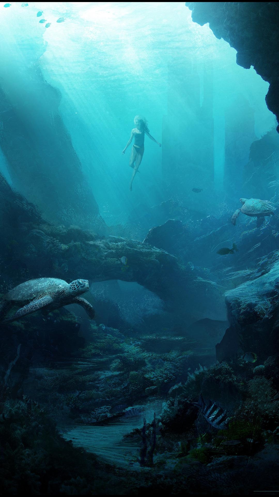 1080x1920 underwater, Phone