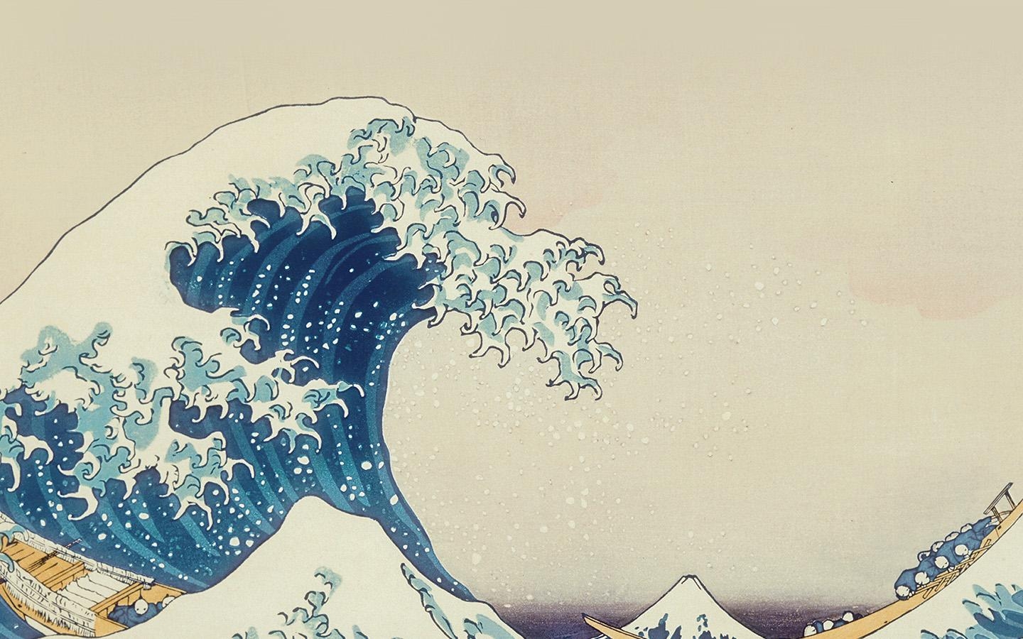 1440x900 Wave Art Hokusai Painting Classic Art Illustration Wallpaper, Desktop