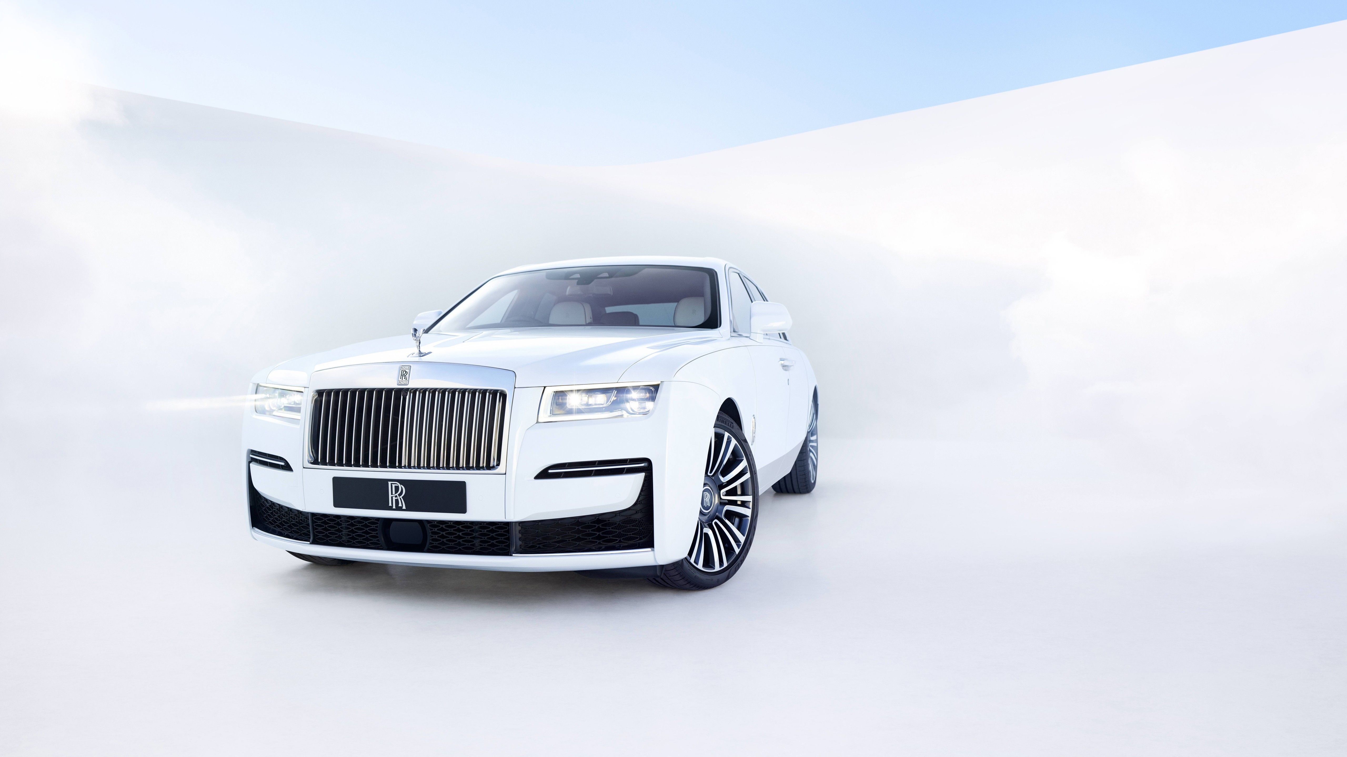 5120x2880 Rolls Royce Ghost Wallpaper 4K, White Background, 5K, 8K, Desktop