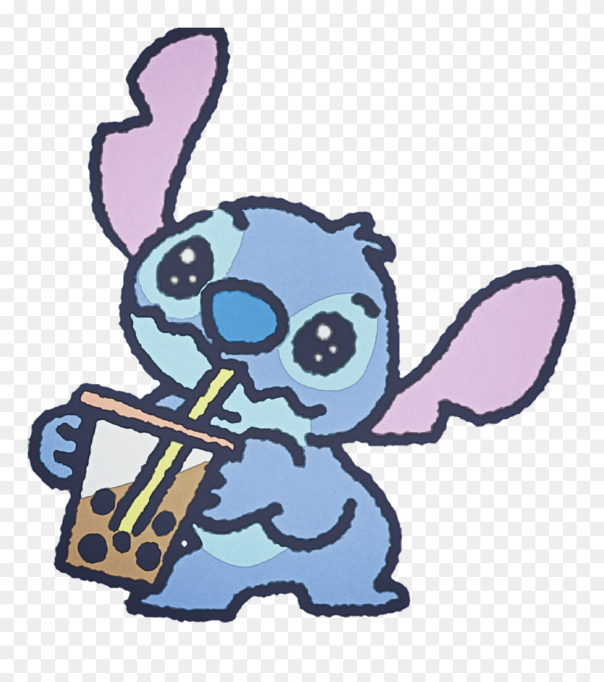 880x1000 Stitch Drinking Boba Wallpaper, Phone