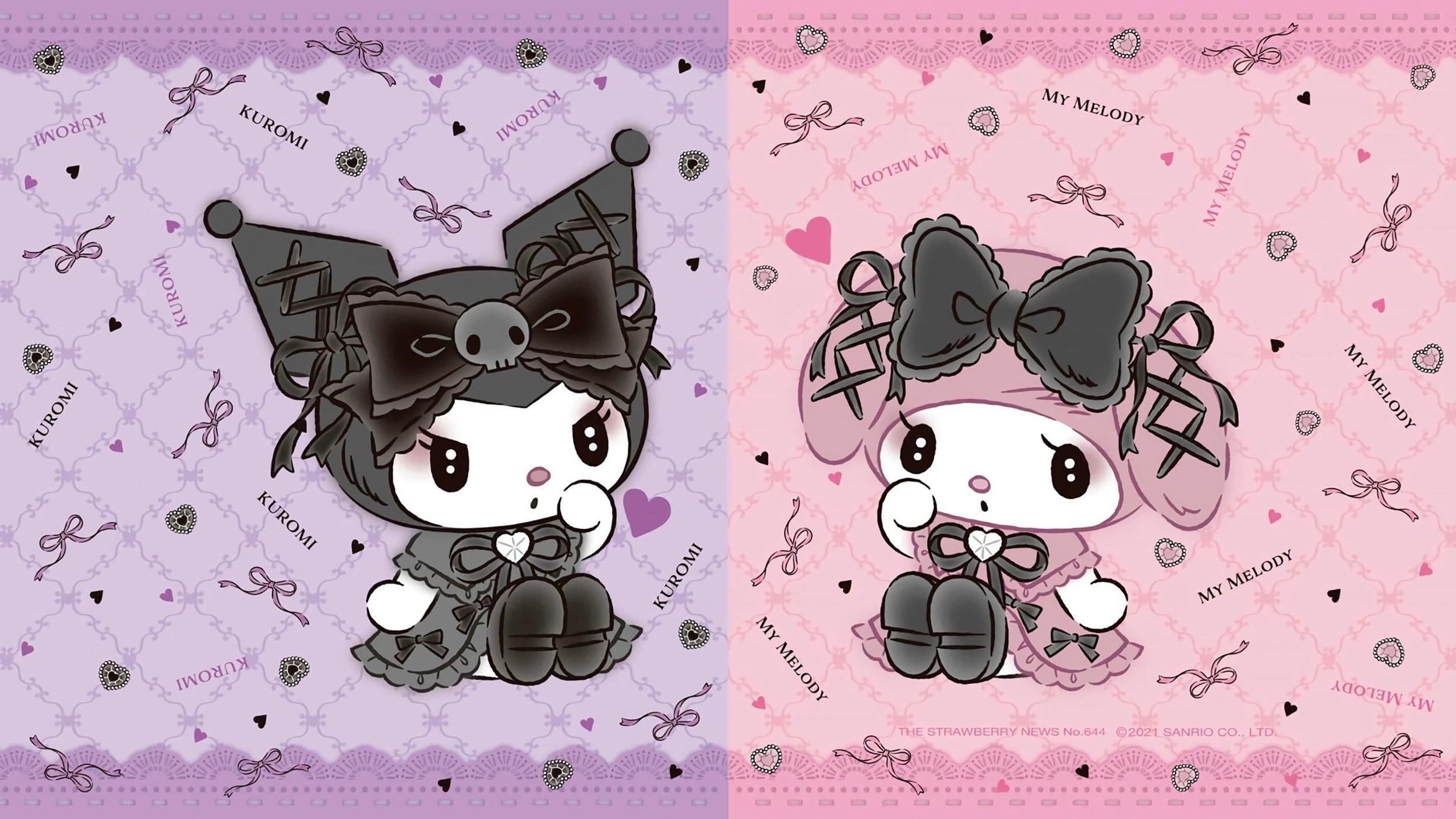 2500x1410 Cute Kuromi & My Melody Gothic Lolita, Desktop