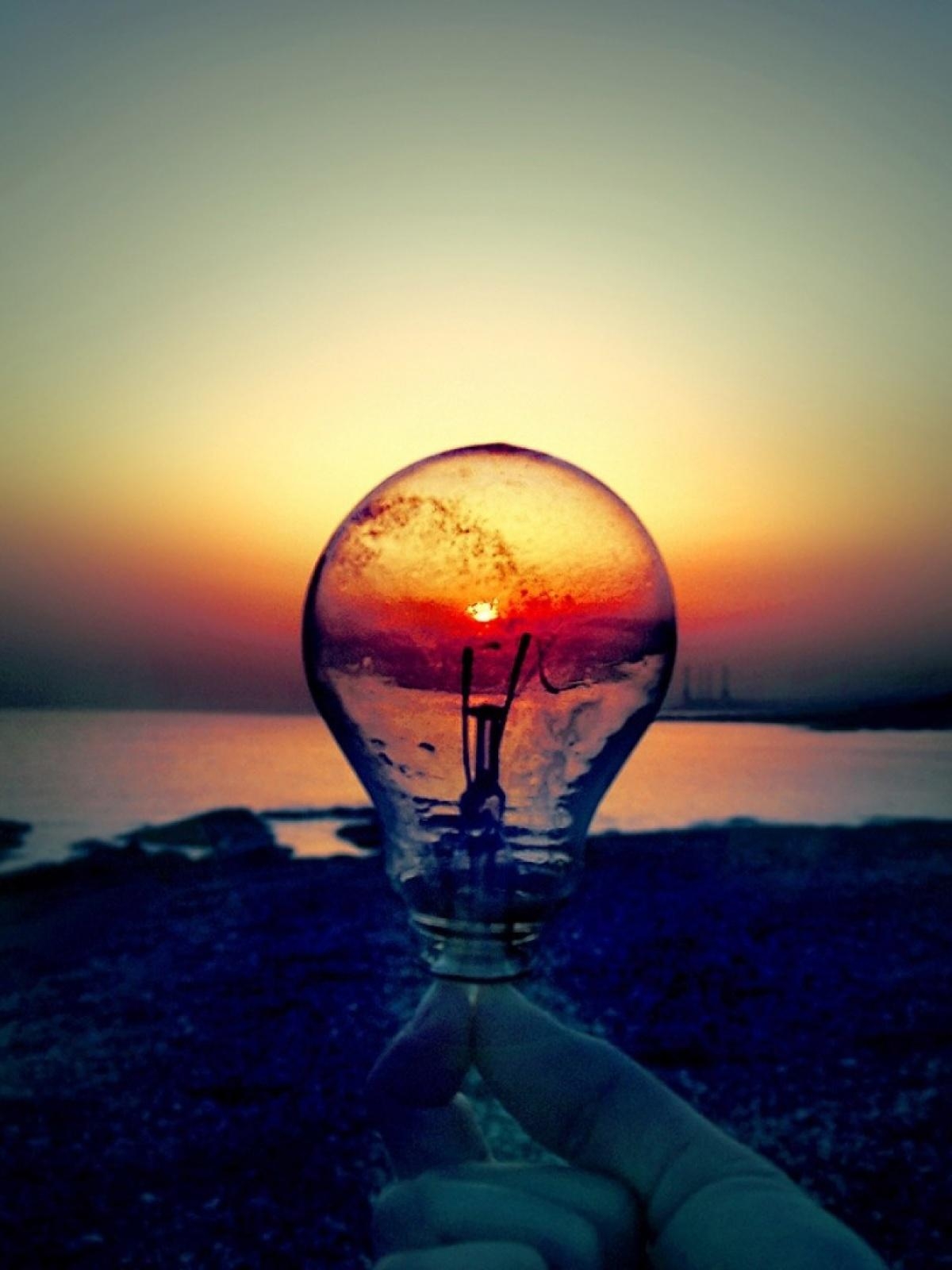 1200x1600 Light Bulb Sunset Beach Android Wallpaper free download, Phone