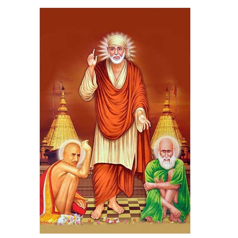 1000x1000 Sai Baba, Gajanan Maharaj, Tajuddin Baba, Canvas, Vinyl, Art Print, Hindu God, Indian, Ethnic, Vintage, Religious, Spiritual, Poster, Wall Art, Painting, Shirdi Sai Baba JDAPR 00003744, Phone