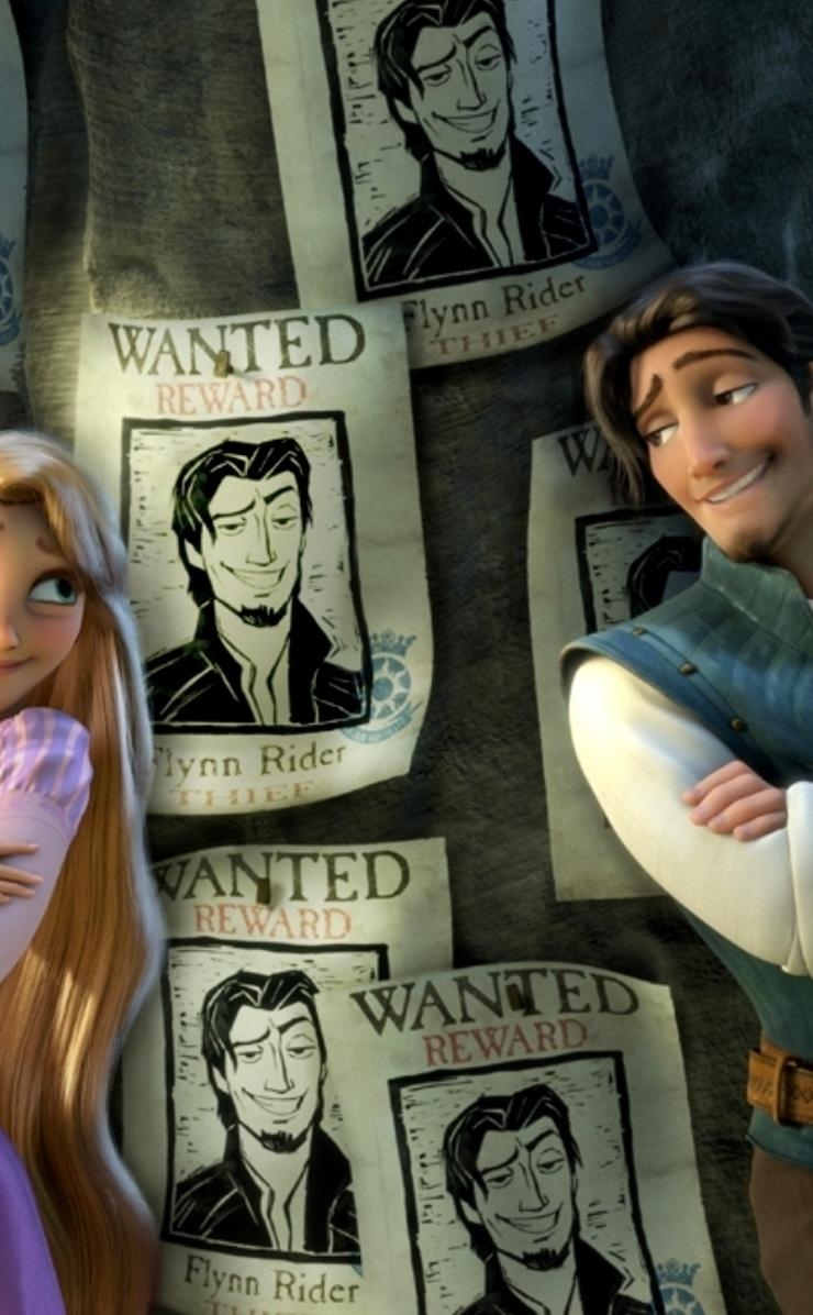 740x1200 Rapunzel and Flynn Rider in the Tangled animation, Phone