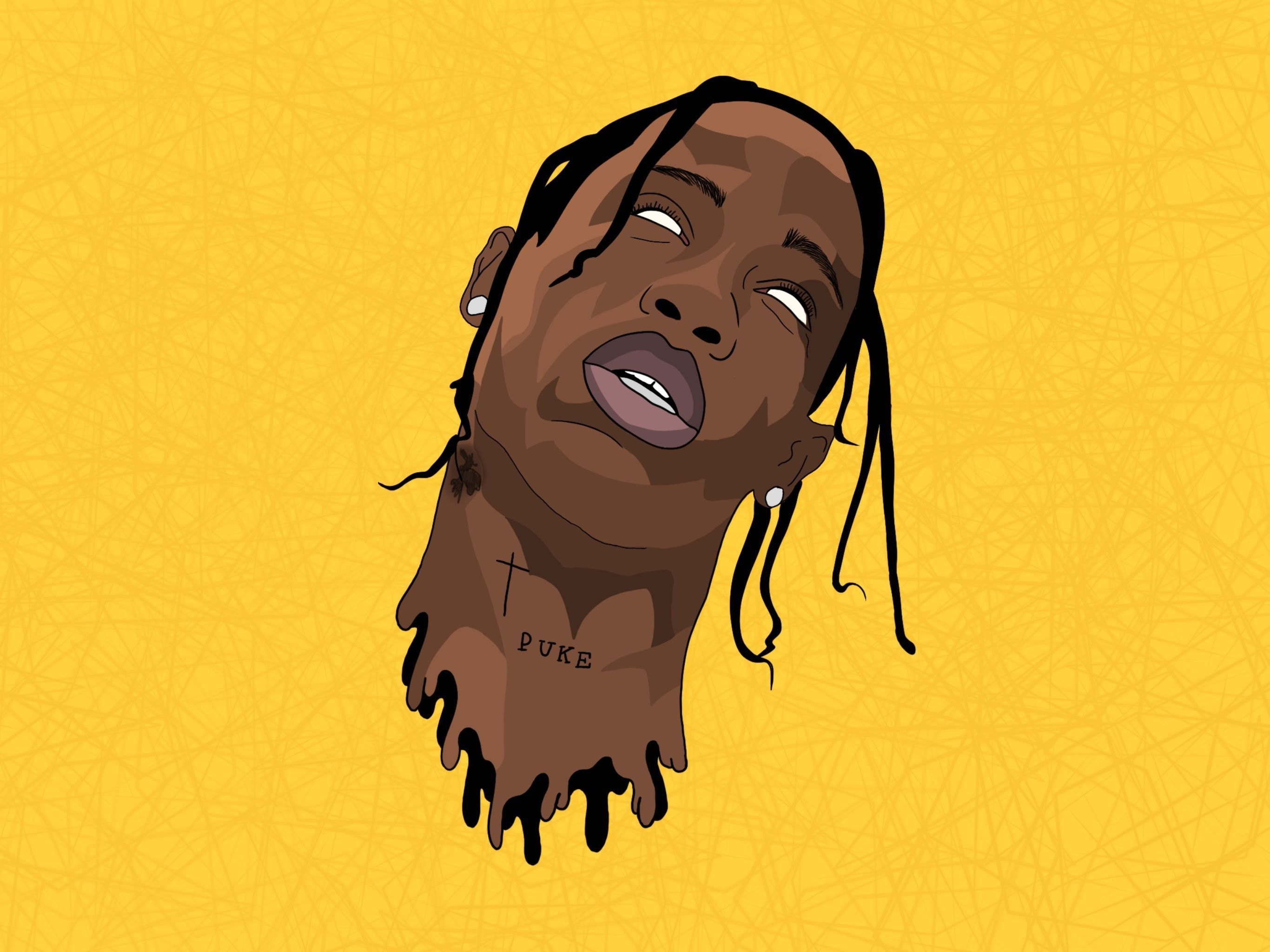 2740x2050 travisscott #illustration #travisscottart #astroworld #procreate #drippy # drip #procreateart #portrait #dreads #cartoon #illustrator #procreate4 #custom #creat i 2020. Illustratør, Desktop