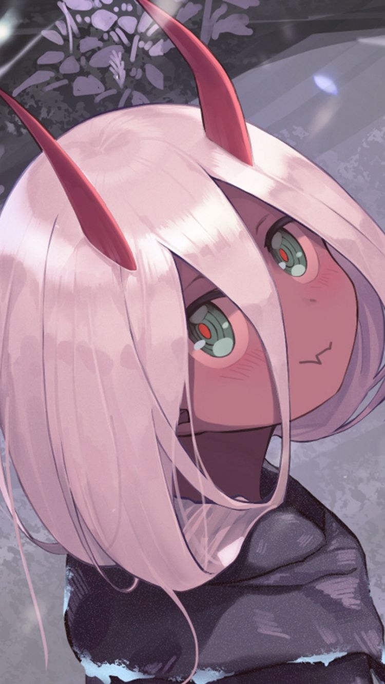 750x1340 wallpaper  horns, anime girl, Phone