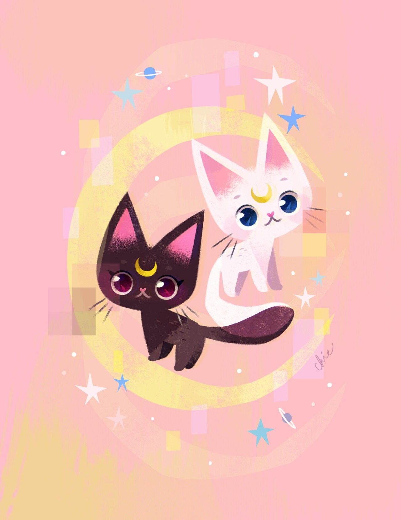 1280x1660 Luna the beautiful black cat & Artemis the white boy. Sailor moon wallpaper, Sailor moon character, Sailor moon art, Phone