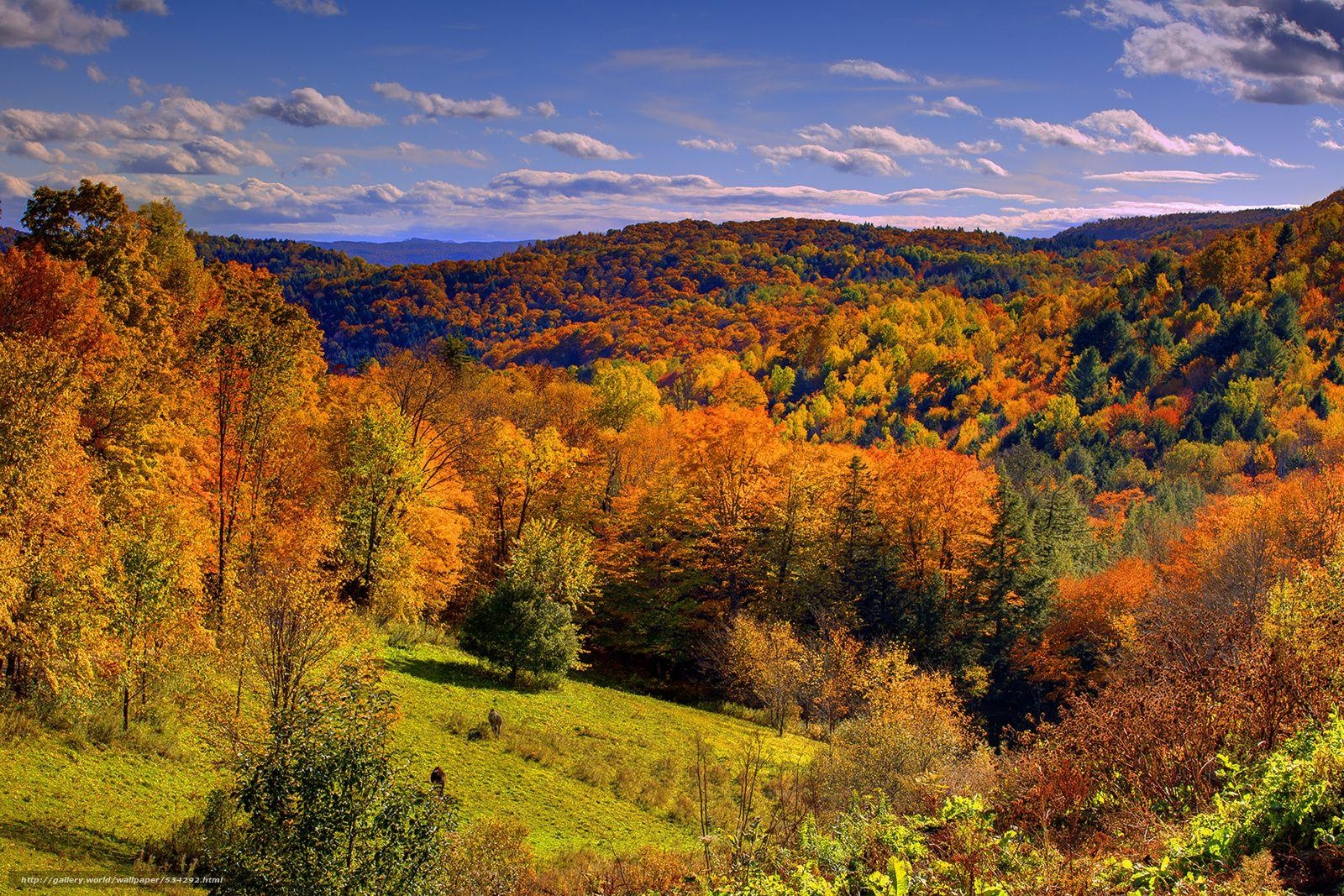 1600x1070 Download wallpaper valley of fall color, autumn, vermont free, Desktop