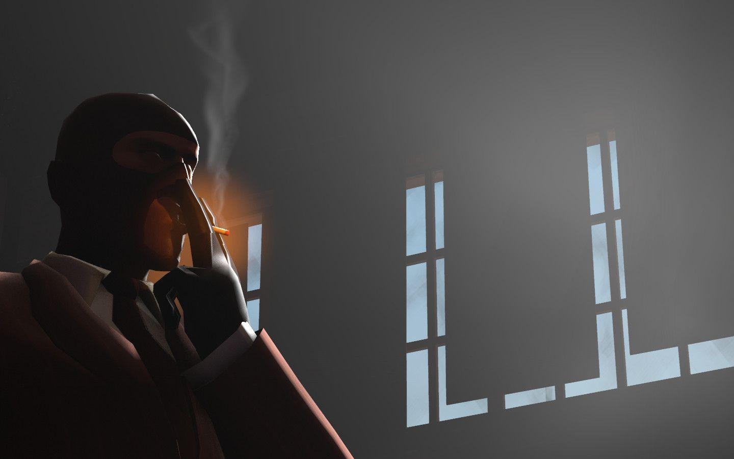 1440x900 TF2 Spy smoking in Warehouse wallpaper, Desktop