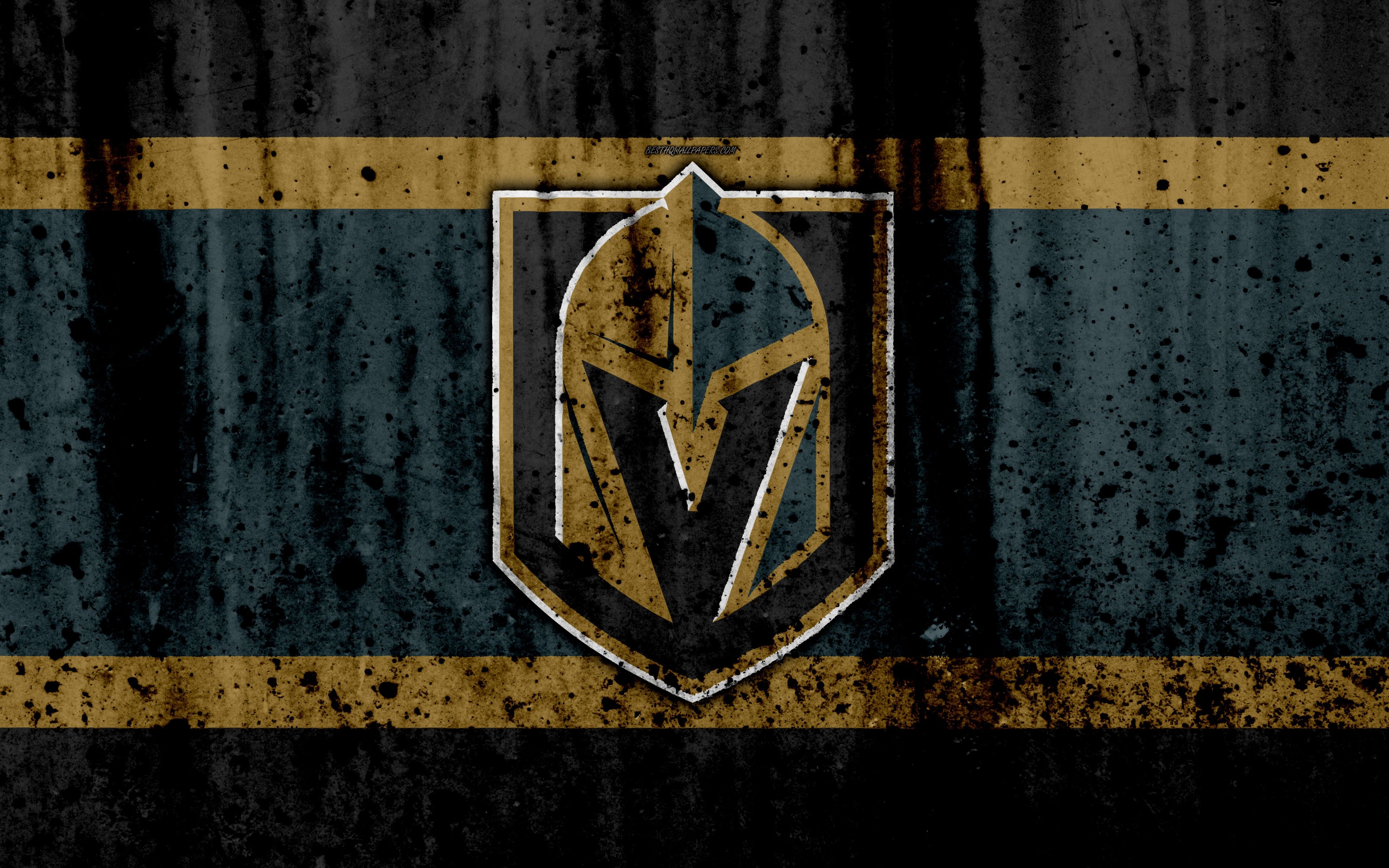 3840x2400 Download wallpaper 4k, Vegas Golden Knights, grunge, NHL, hockey, Desktop