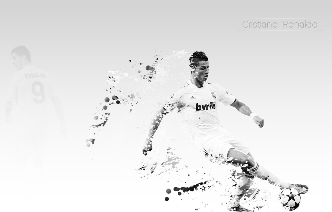 1340x850 Wallpaper Wallpaper, football, star, the ball, white background, light background, art, Ronaldo, real madrid, football, ronaldo, cristiano ronaldo, cristiano image for desktop, section спорт, Desktop