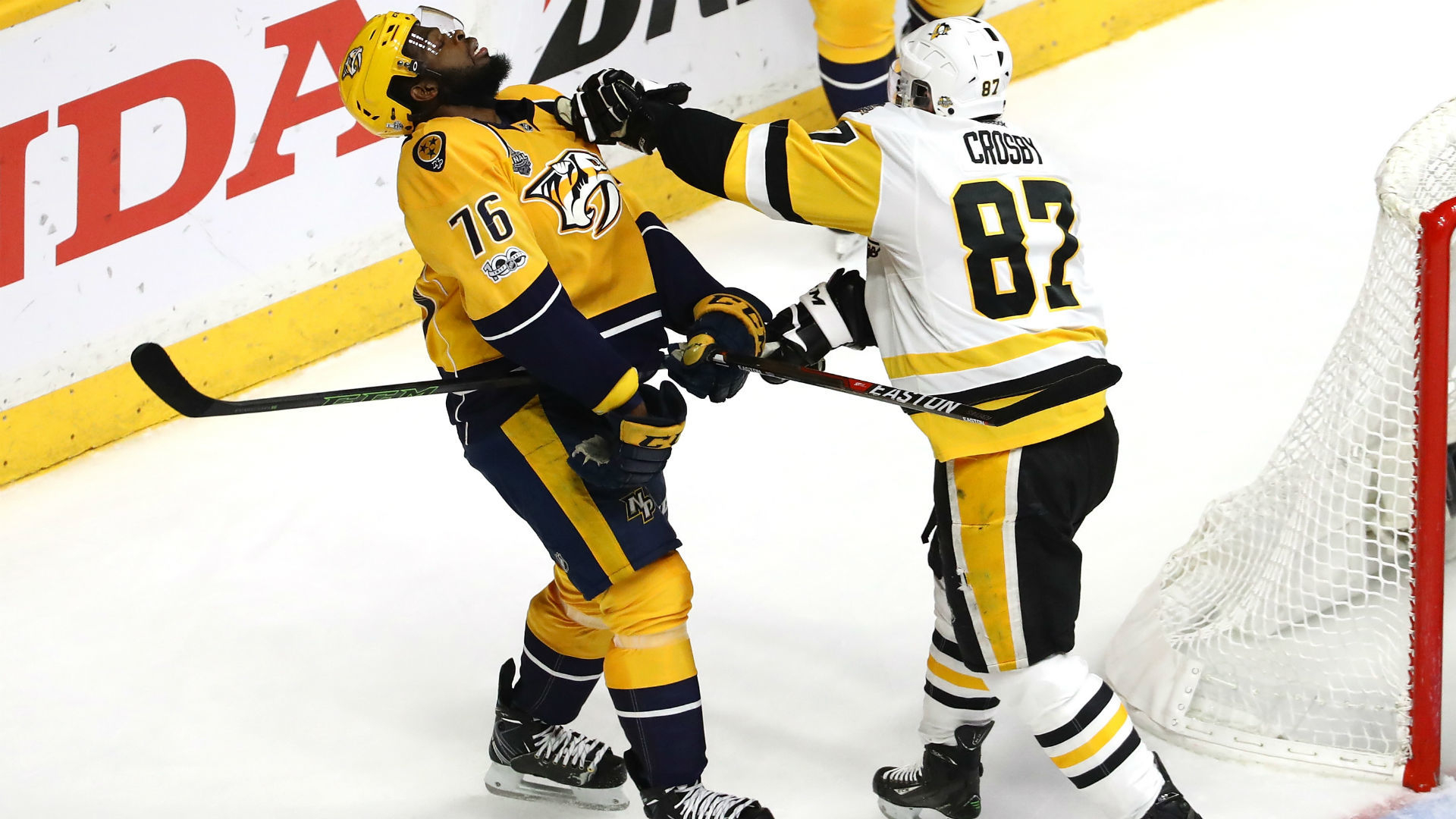 1920x1080 Sidney Crosby crushes P.K. Subban in fight behind the Penguins' net, Desktop