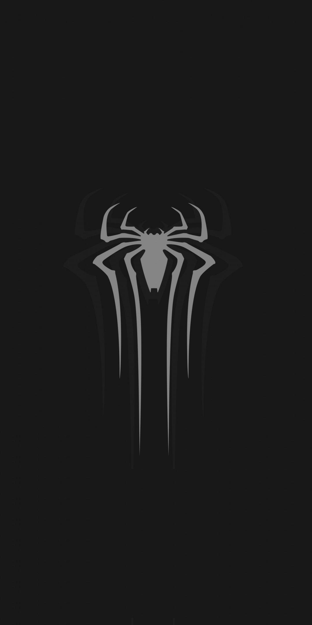 1080x2160 Logo, Gray, Spider Man, Minimal, Dark,  Wallpaper, Phone