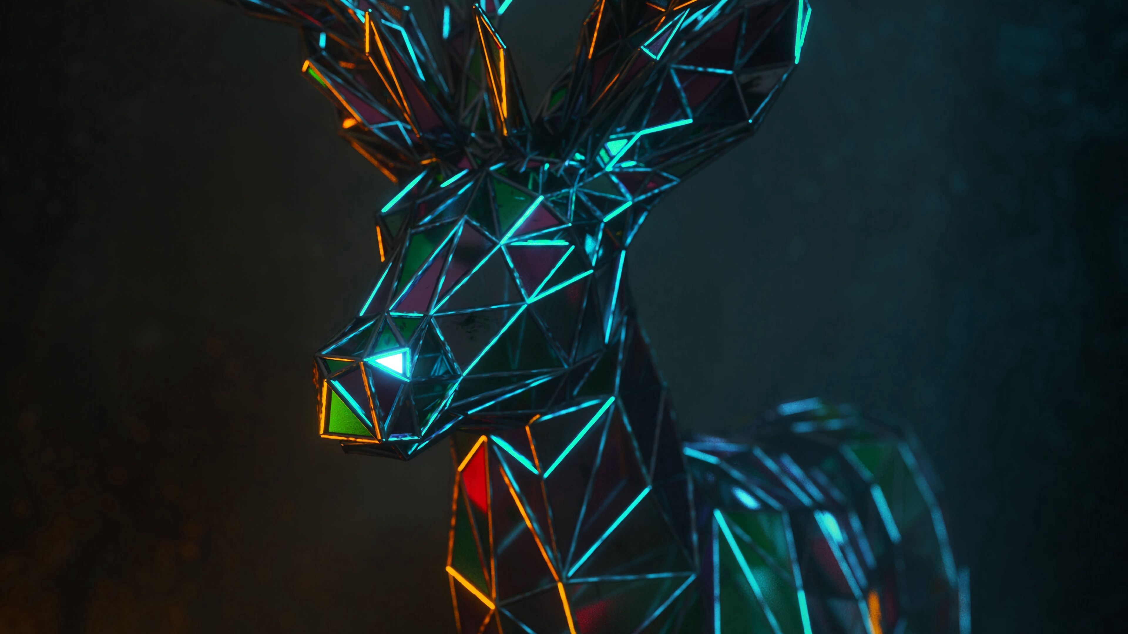 3840x2160 Download wallpaper  deer, 3D, polygon, figure, geometric, Desktop