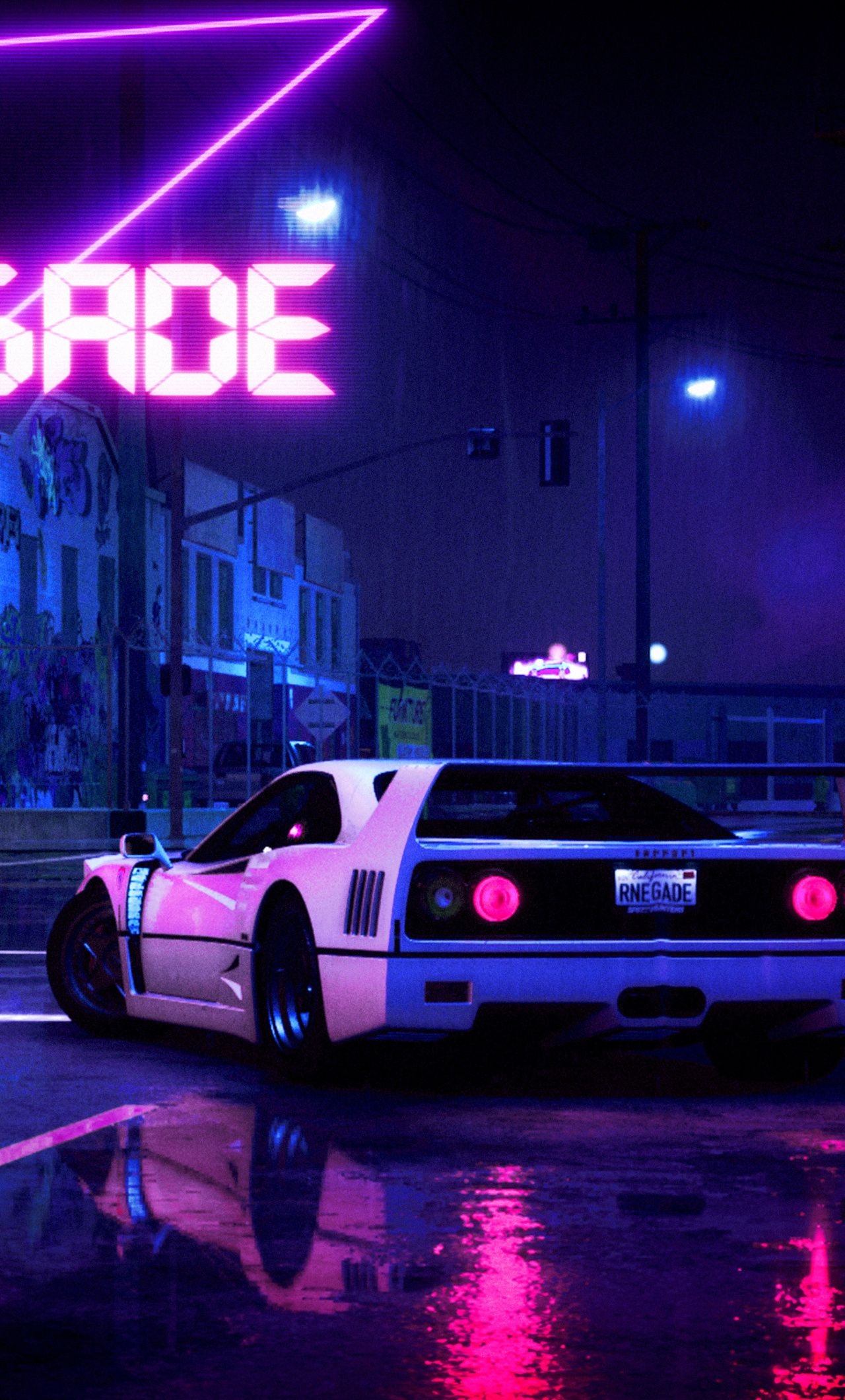 1280x2120 Wallpaper iPhone Retro Neon Car Wallpaper, Phone